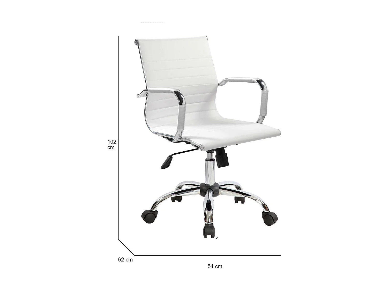 Silla de oficina Dlemmen, Sillón ejecutivo con reposabrazos, Silla de oficina ergonómica, Blanco, 62x54h92/102 cm