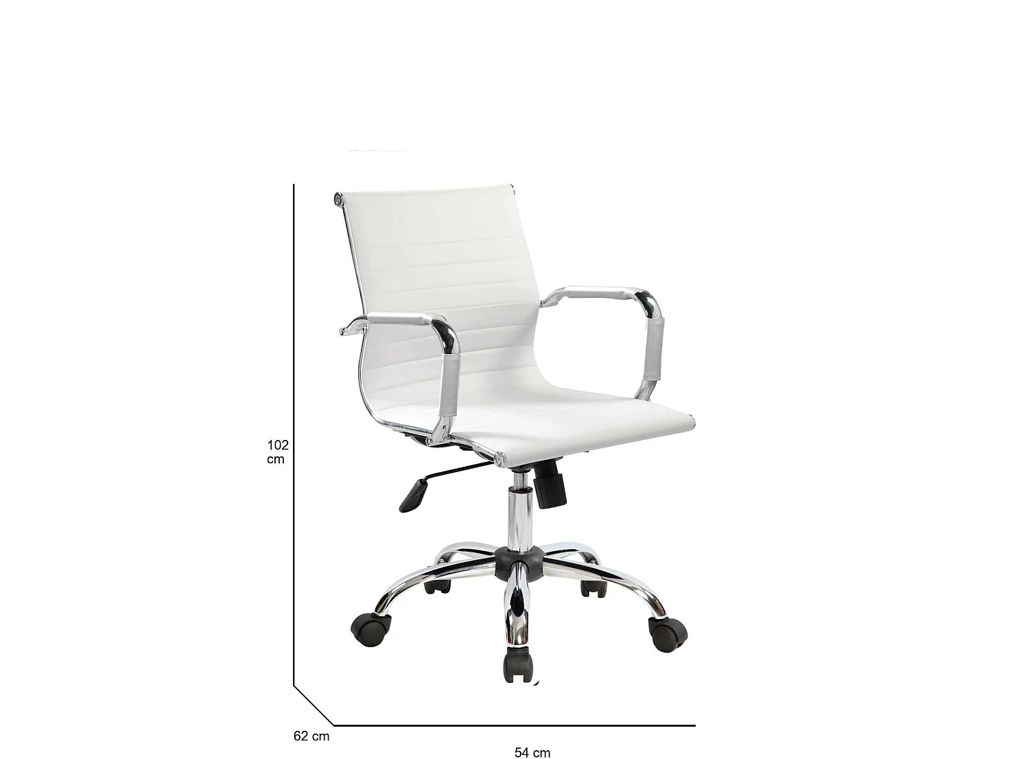Chaise de bureau Gallicom\, Chaise de direction avec accoudoirs, Chaise de bureau ergonomique, Blanc, 62x54h92/102 cm