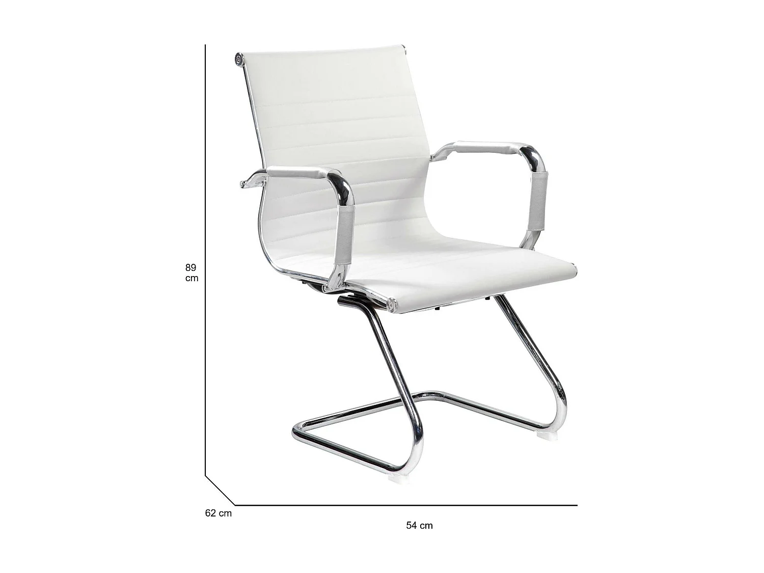 Cadeira de escritório Dfusett, Assento de sala de espera com braços para escritório, Assento de espera ergonômico, 62x54h89 cm, Branco