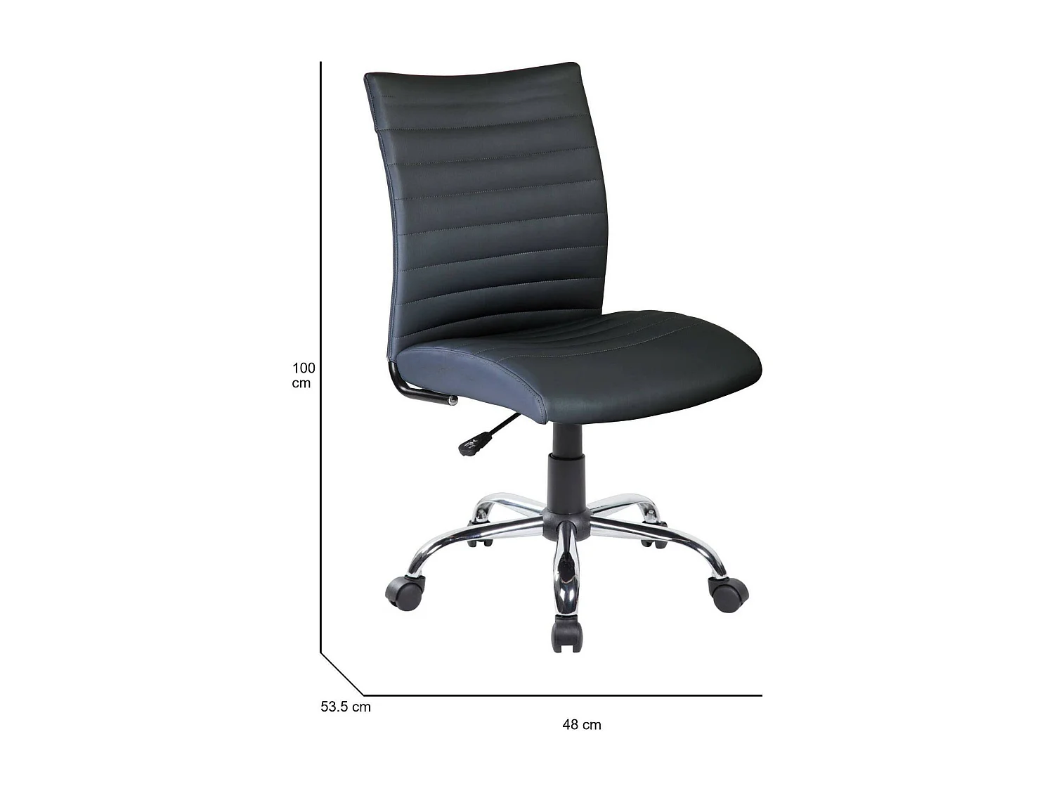 Cadeira de escritório Dkum, Poltrona de trabalho, Assento de escritório ergonômico, 54x48h90/100 cm, Preto