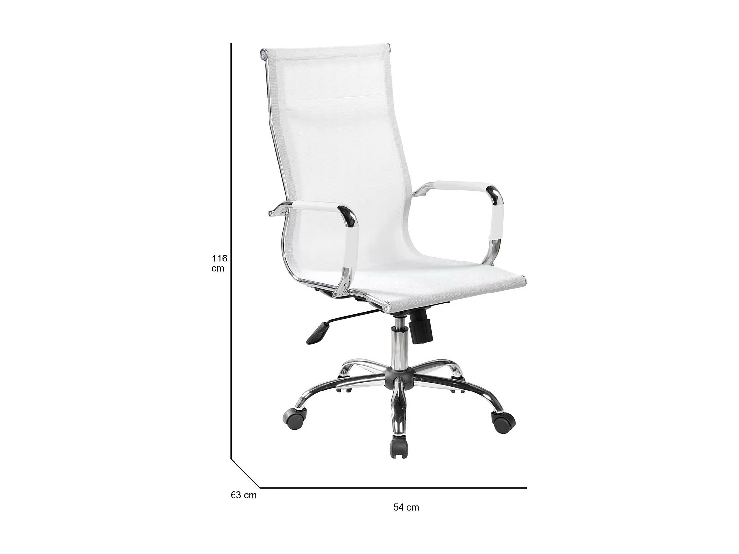 Chaise de bureau Dfrosi, Chaise de direction avec accoudoirs, Chaise de bureau ergonomique, Blanc, 63x54h106/116 cm