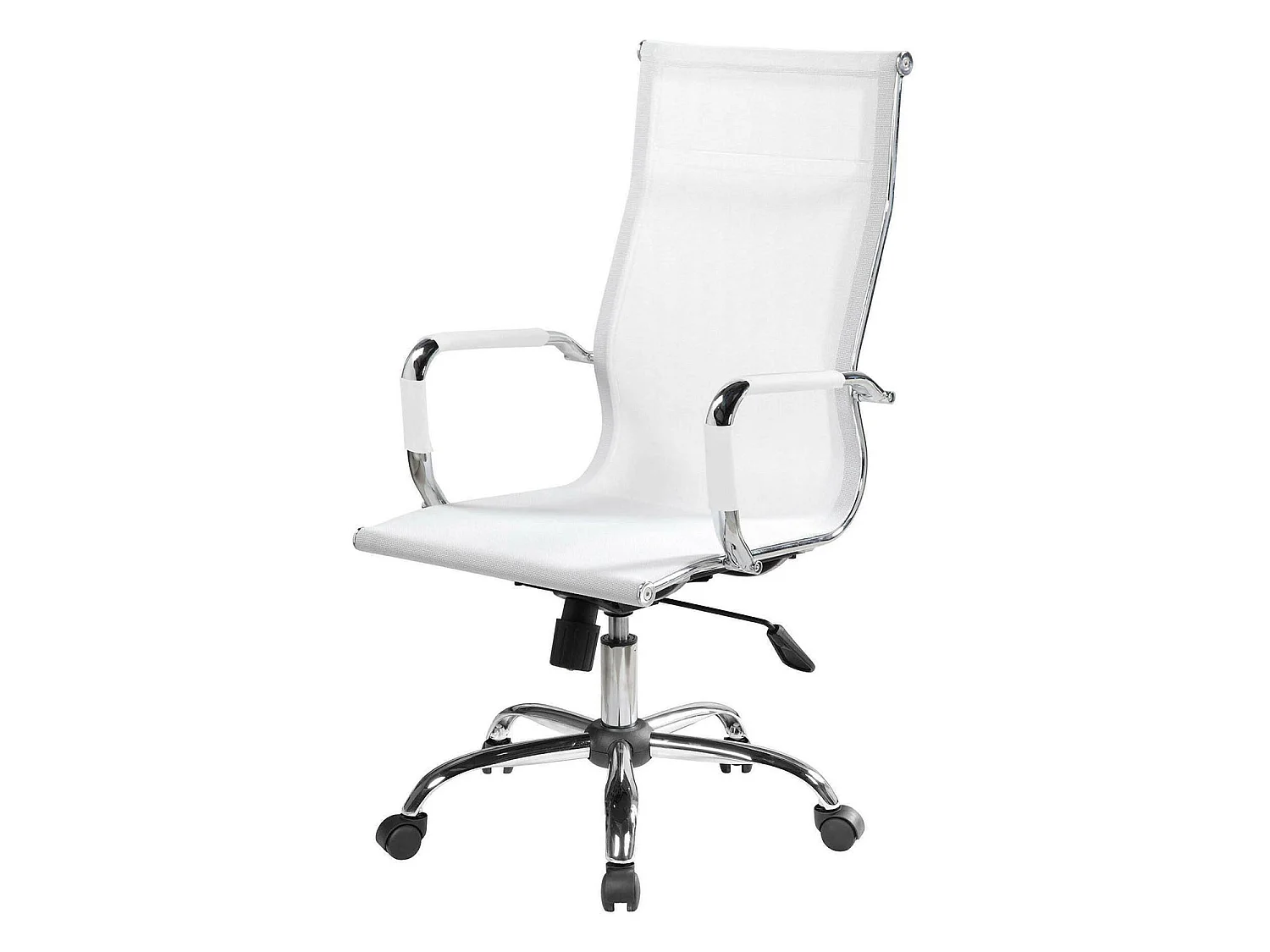 Chaise de bureau Dfrosi, Chaise de direction avec accoudoirs, Chaise de bureau ergonomique, Blanc, 63x54h106/116 cm