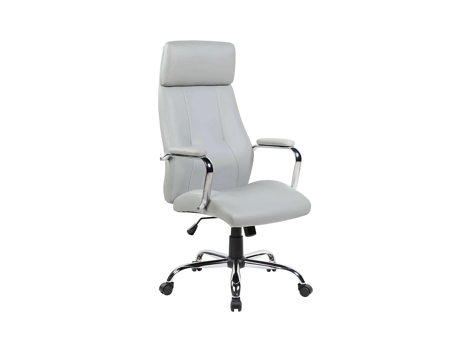 Chaise de bureau Dariatt, Fauteuil présidentiel avec accoudoirs, Chaise de bureau ergonomique, 66x62h121/131 cm, Gris