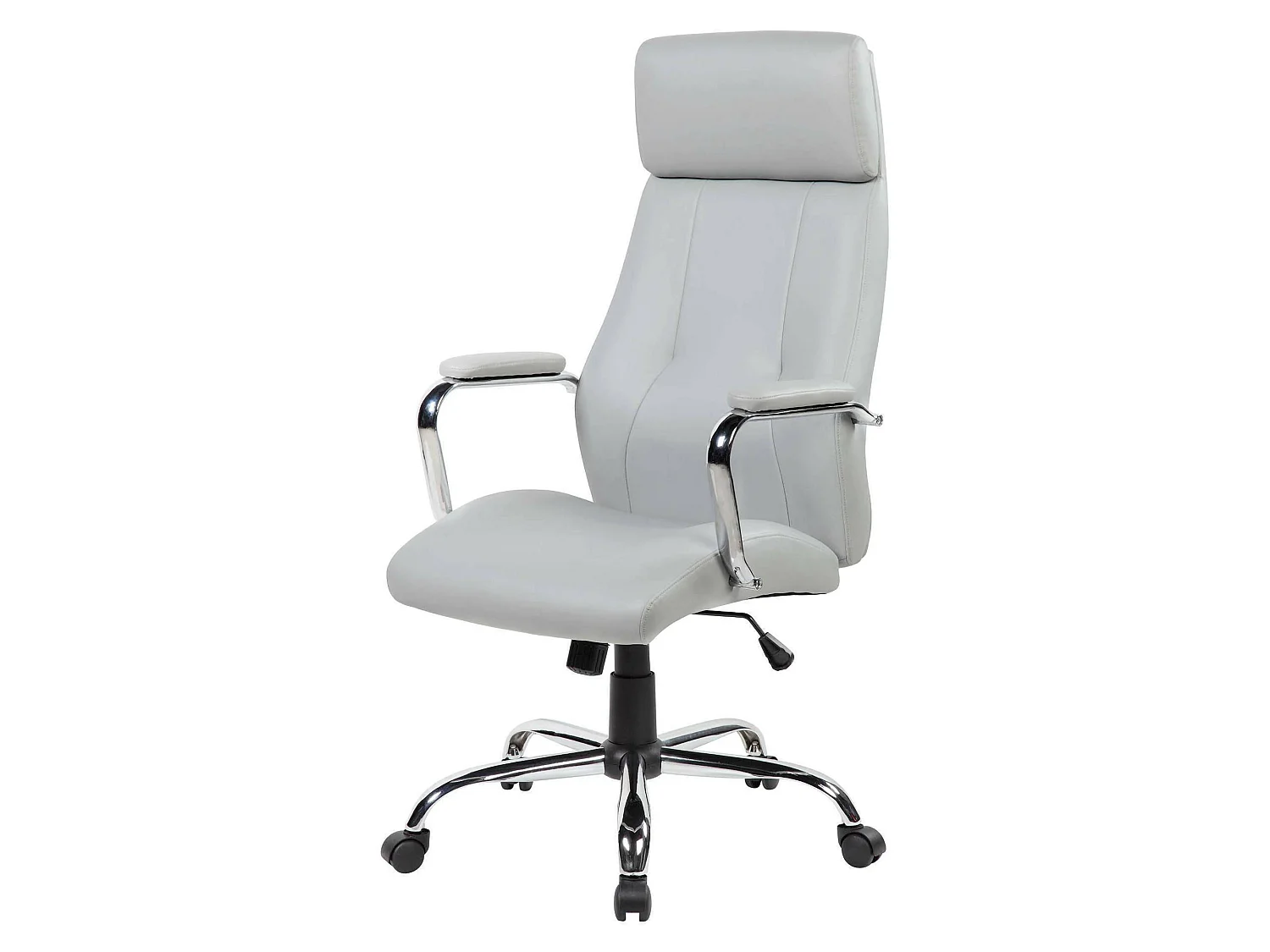 Chaise de bureau Dariatt, Fauteuil présidentiel avec accoudoirs, Chaise de bureau ergonomique, 66x62h121/131 cm, Gris