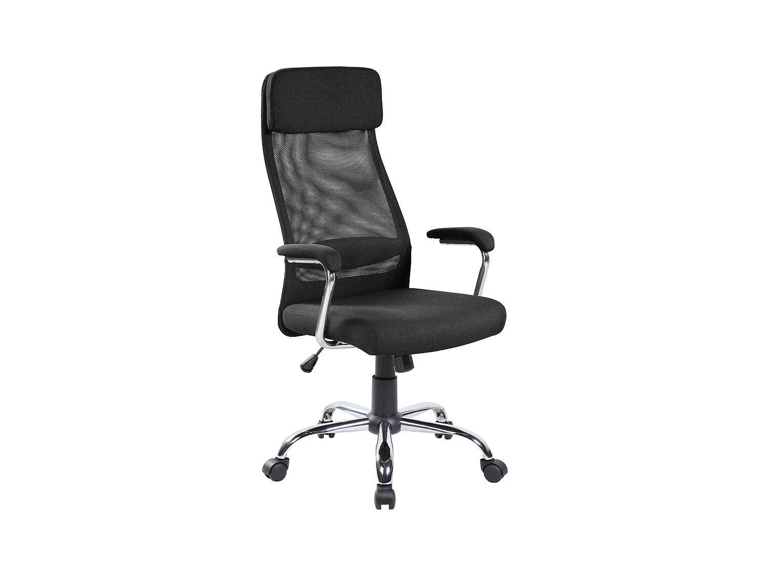 Chaise de bureau Daafje, Chaise de direction avec accoudoirs, Chaise de bureau ergonomique, 65x65h114/125 cm, Noir