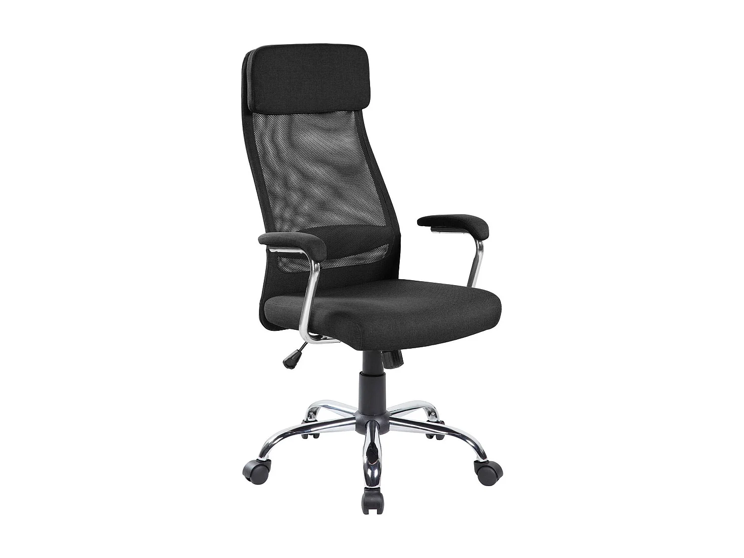 Bürostuhl Daafje, Chefsessel mit Armlehnen, Ergonomischer Bürostuhl, 65x65h114/125 cm, schwarz