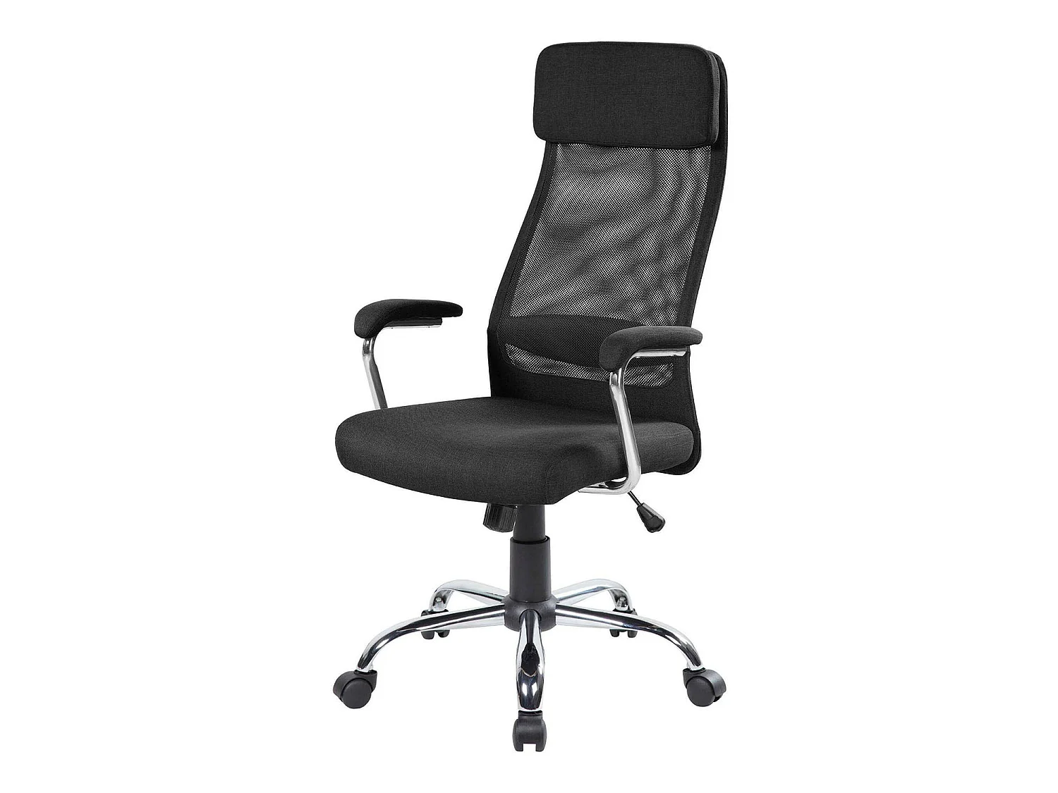 Bürostuhl Daafje, Chefsessel mit Armlehnen, Ergonomischer Bürostuhl, 65x65h114/125 cm, schwarz