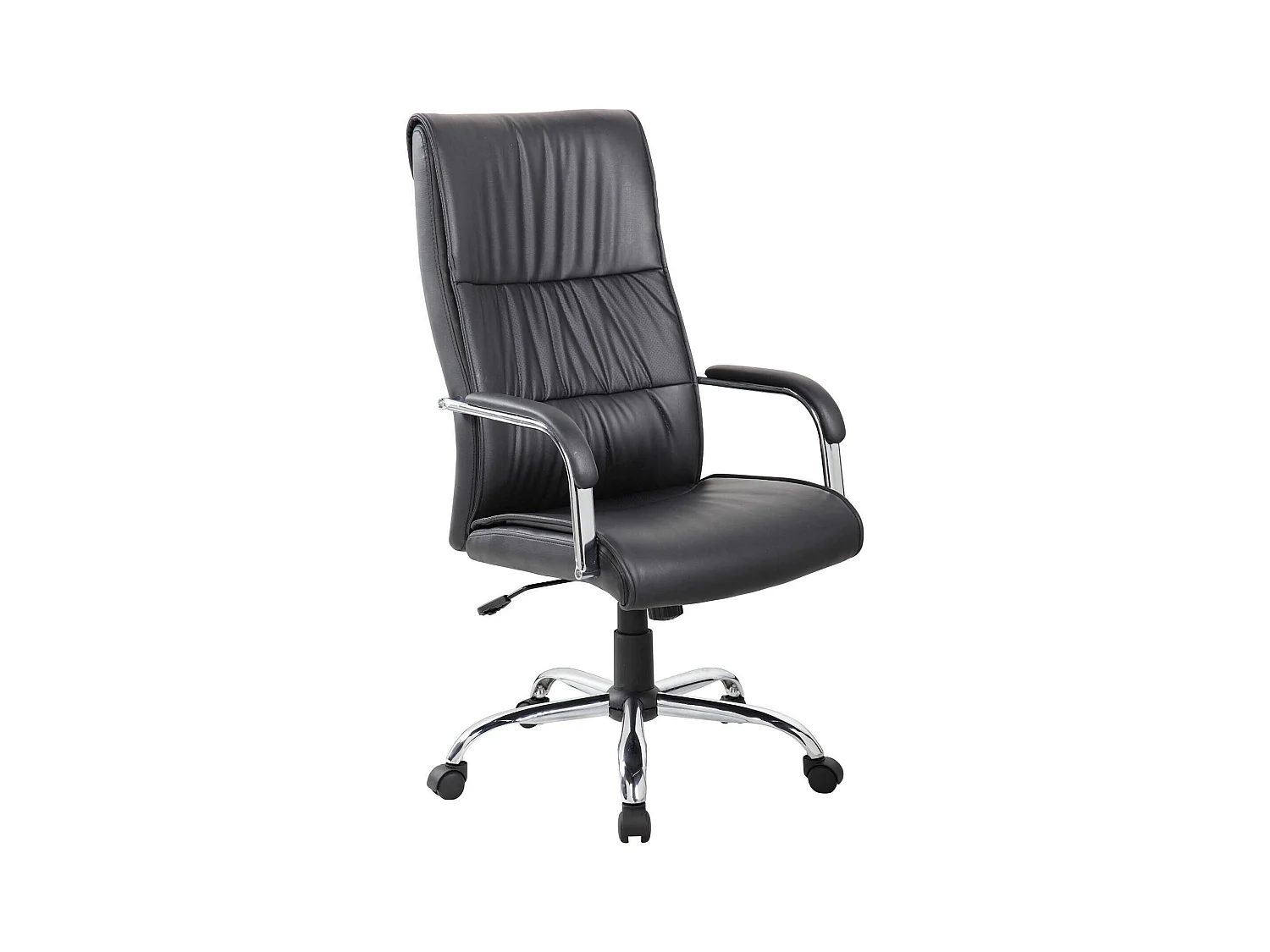 Chaise de bureau Dalbin, Fauteuil présidentiel haut avec accoudoirs, Chaise de bureau ergonomique, 69x60h120/130 cm, Noir