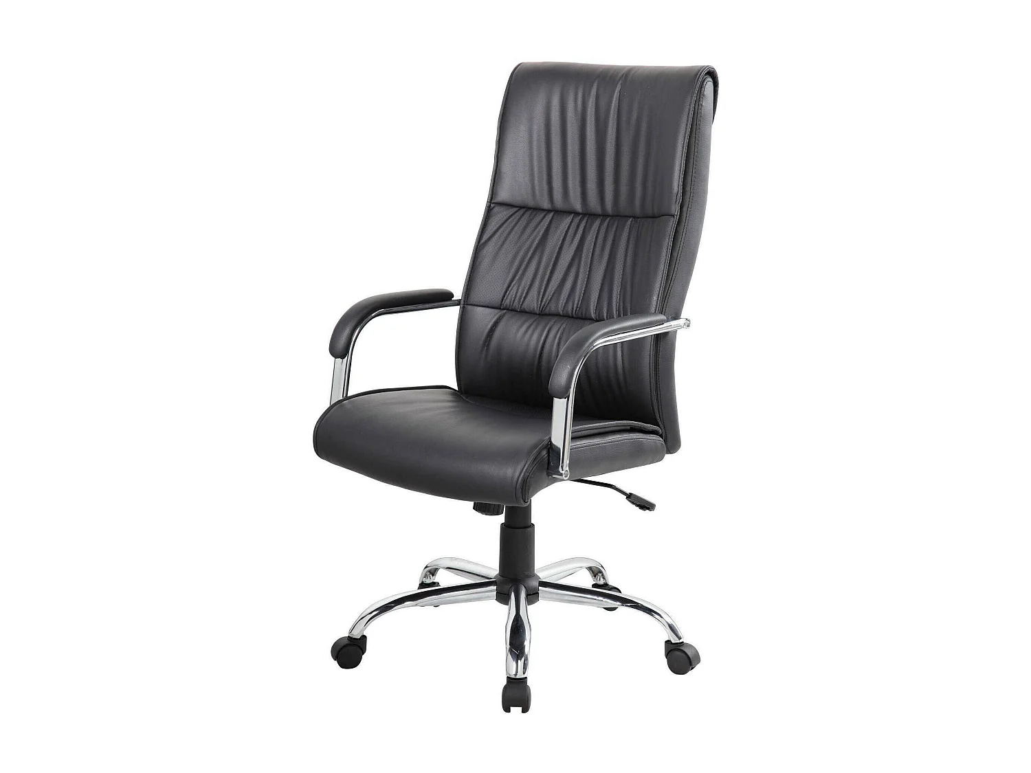 Chaise de bureau Dalbin, Fauteuil présidentiel haut avec accoudoirs, Chaise de bureau ergonomique, 69x60h120/130 cm, Noir