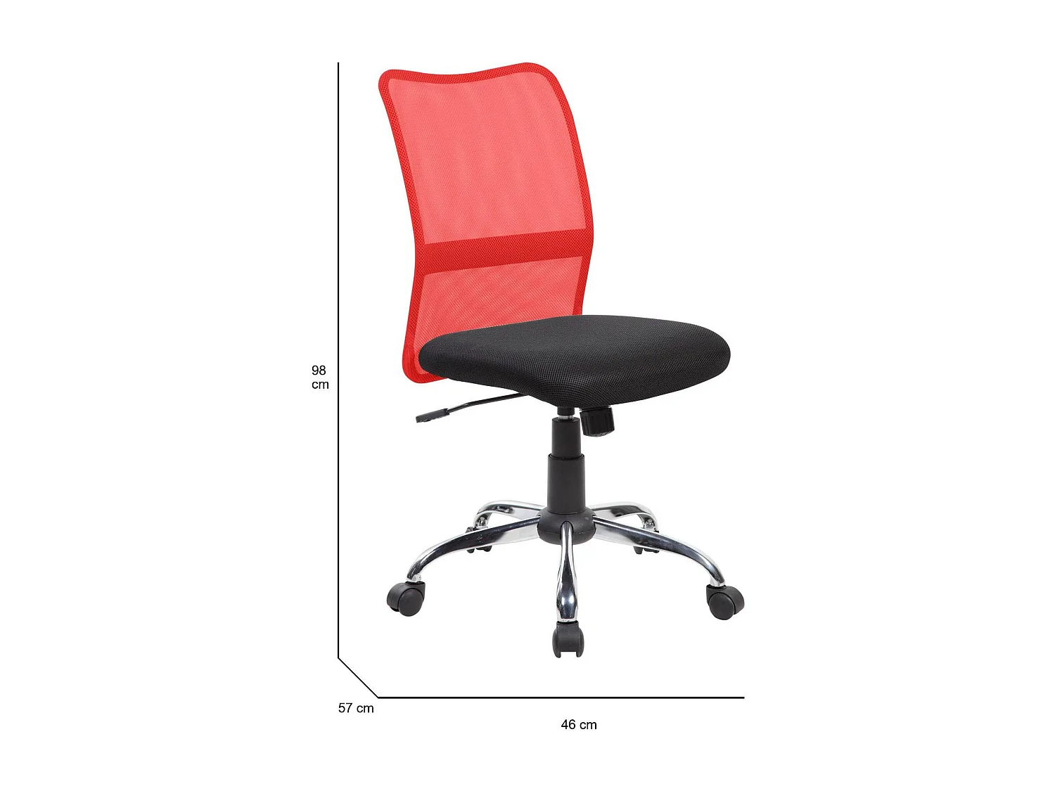 Dana bureaustoel, Mesh bureaustoel, Ergonomische bureaustoel, 57x46h90/100 cm, Zwart en Rood