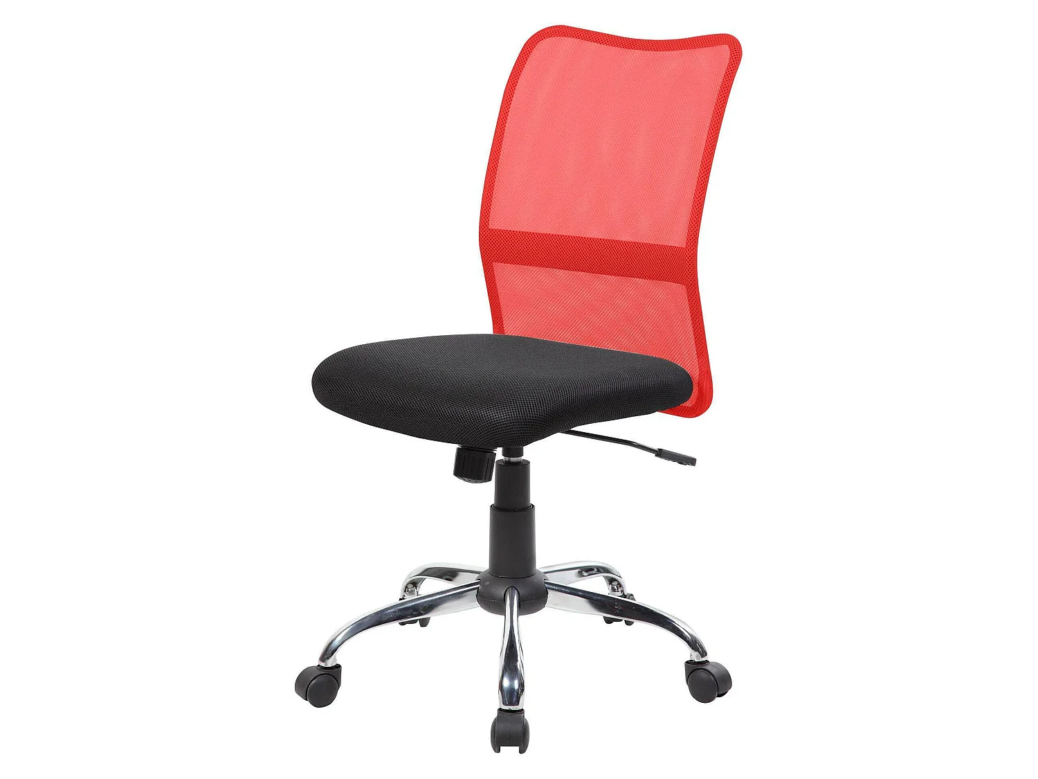Chaise de bureau Dana, Chaise de travail en maille, Siège de bureau ergonomique, 57x46h90/100 cm, Noir et Rouge
