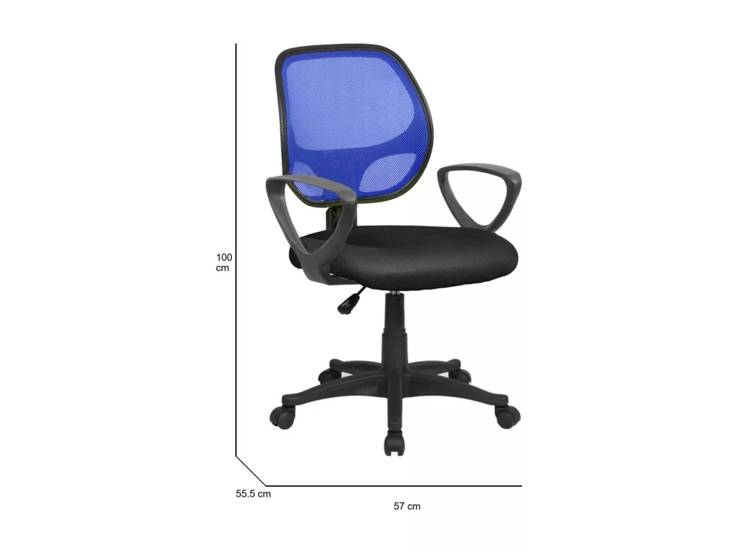 Kauf Unique Bürostuhl Ddjidj, Mesh-Arbeitsstuhl mit Armlehnen, Ergonomischer Bürositz, 56x57h88/100 cm, Schwarz und Blau