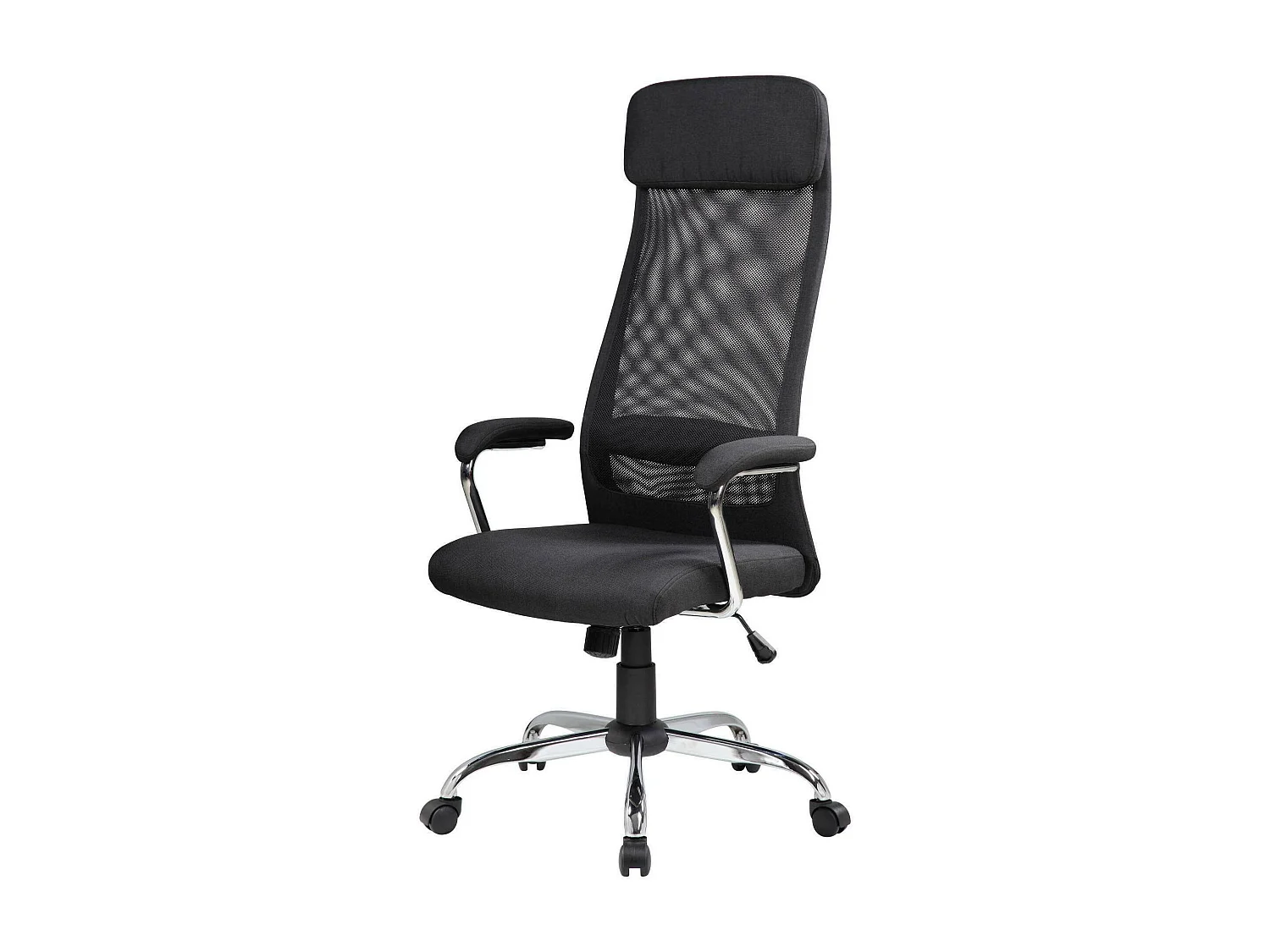 Chaise de bureau Dartic, Fauteuil présidentiel avec accoudoirs, Chaise de bureau ergonomique, 65x65h126/136 cm, Noir