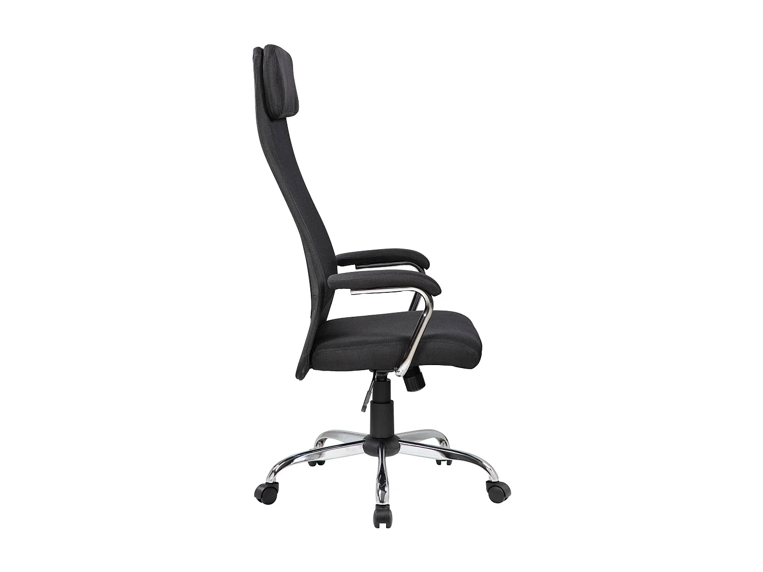 Chaise de bureau Dartic, Fauteuil présidentiel avec accoudoirs, Chaise de bureau ergonomique, 65x65h126/136 cm, Noir
