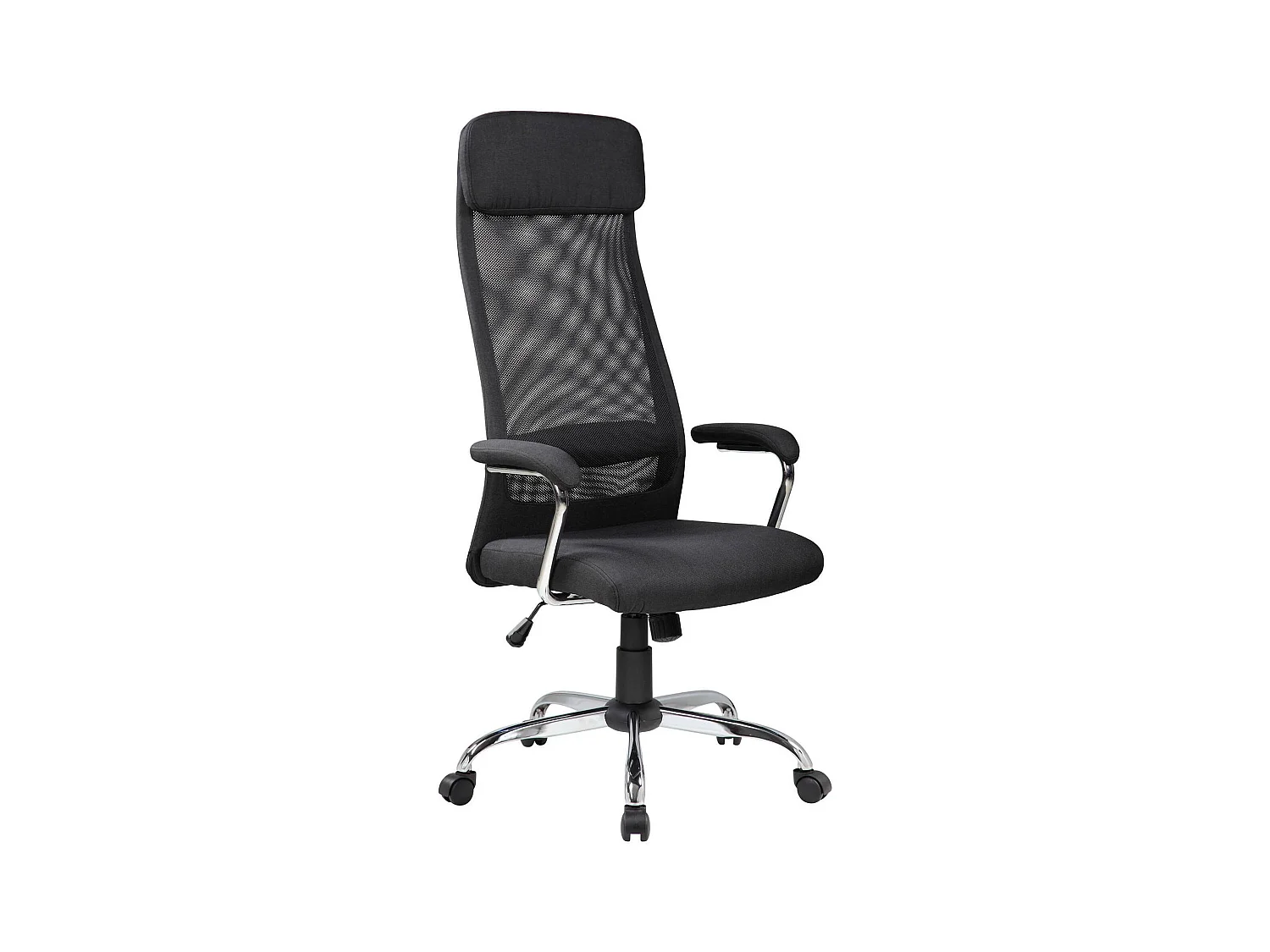 Chaise de bureau Dartic, Fauteuil présidentiel avec accoudoirs, Chaise de bureau ergonomique, 65x65h126/136 cm, Noir