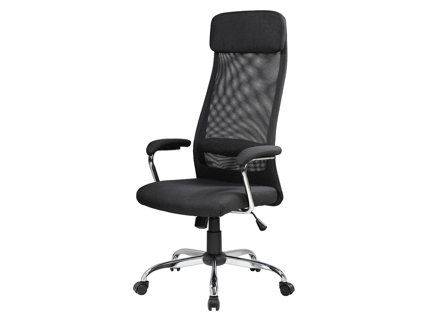 Chaise de bureau Dartic, Fauteuil présidentiel avec accoudoirs, Chaise de bureau ergonomique, 65x65h126/136 cm, Noir