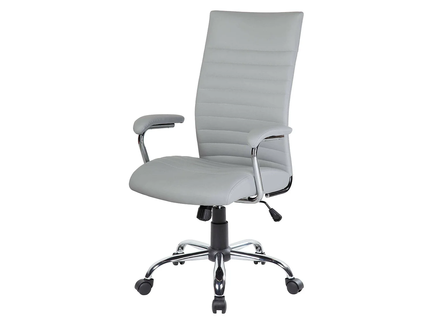 Chaise de bureau Ddim, Fauteuil présidentiel avec accoudoirs, Chaise de bureau ergonomique, 63x65h108/118 cm, Gris