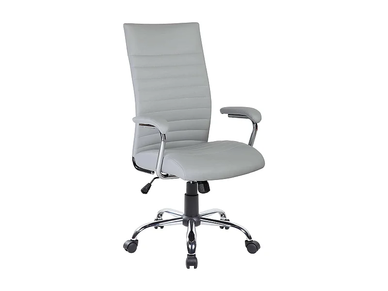 Chaise de bureau Ddim, Fauteuil présidentiel avec accoudoirs, Chaise de bureau ergonomique, 63x65h108/118 cm, Gris
