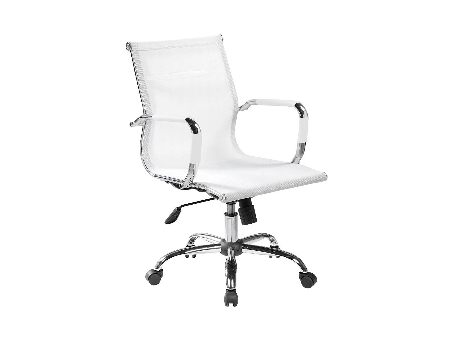Chaise de bureau Asunik\, Chaise de direction avec accoudoirs, Chaise de bureau ergonomique, Blanc, 62x54h92/102 cm