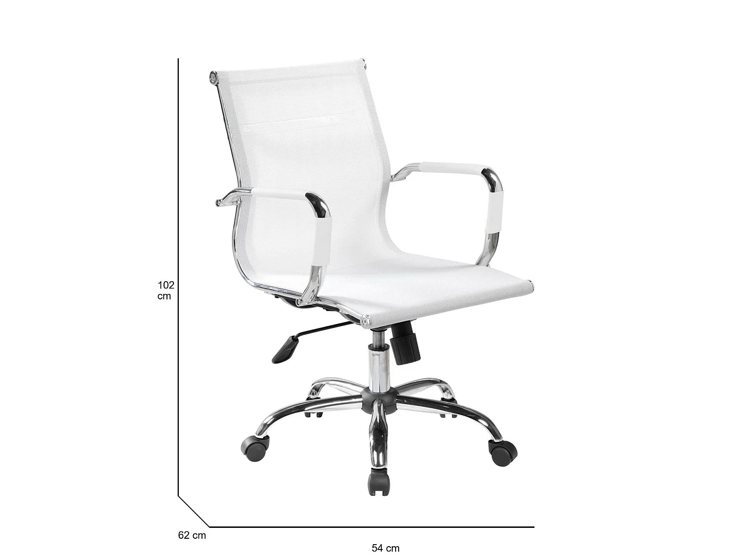 Chaise de bureau Asunik\, Chaise de direction avec accoudoirs, Chaise de bureau ergonomique, Blanc, 62x54h92/102 cm