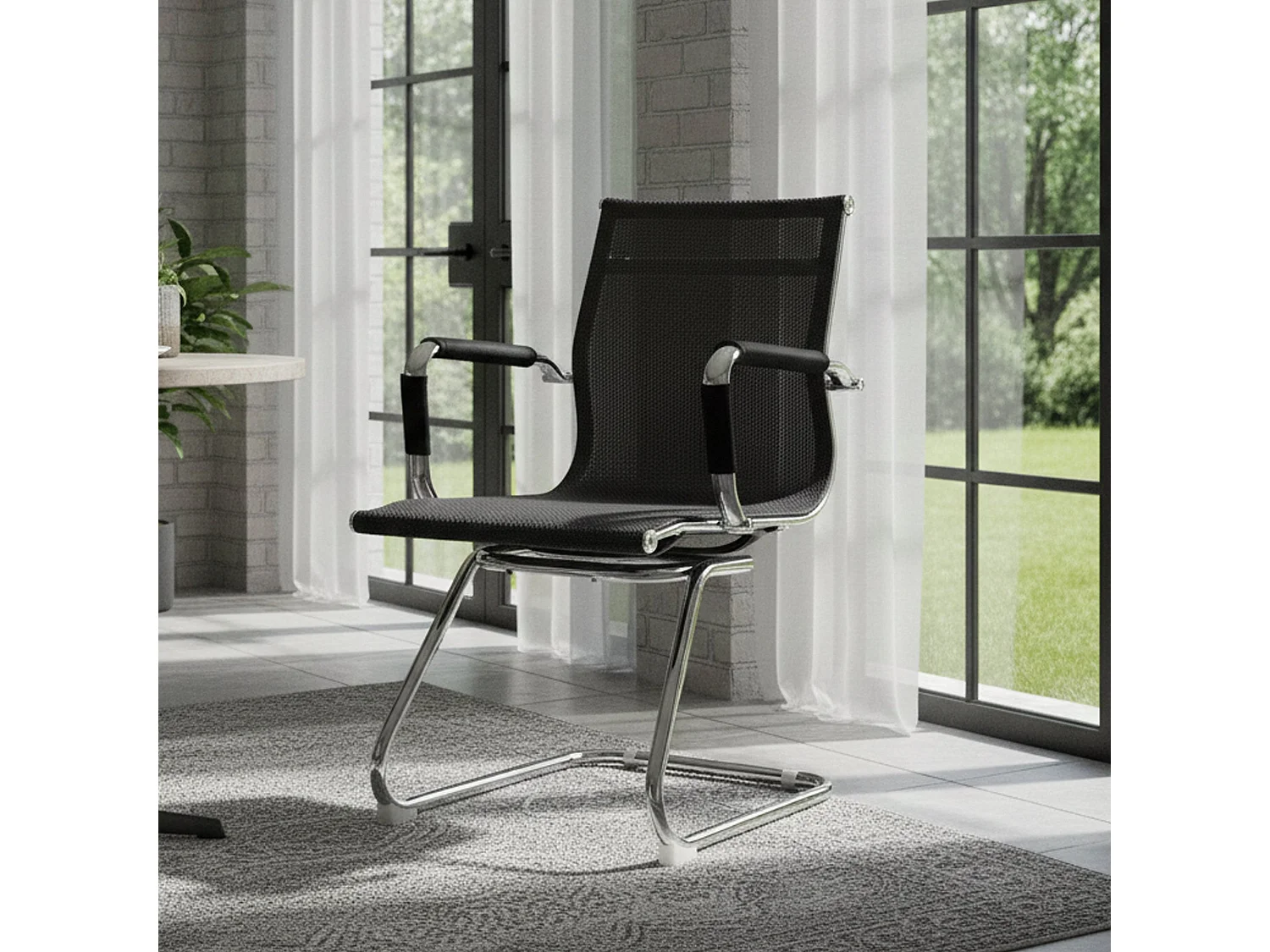 Chaise de bureau Dgoldon, Chaises de salle d'attente de bureau avec accoudoirs, Chaise de salle d'attente ergonomique, 62x54h89 cm, Noir