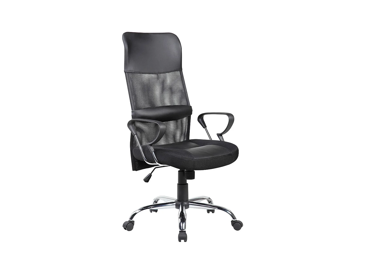 Chaise de bureau Daguirr, Fauteuil présidentiel avec accoudoirs, Chaise de bureau ergonomique, 56x61h111/121 cm, Noir