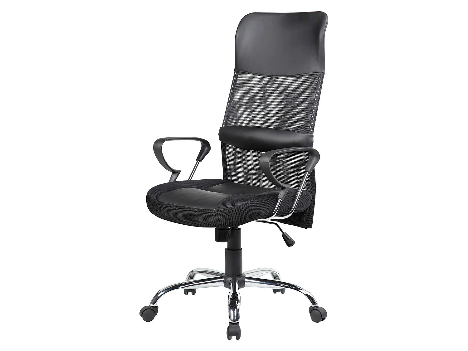 Chaise de bureau Daguirr, Fauteuil présidentiel avec accoudoirs, Chaise de bureau ergonomique, 56x61h111/121 cm, Noir
