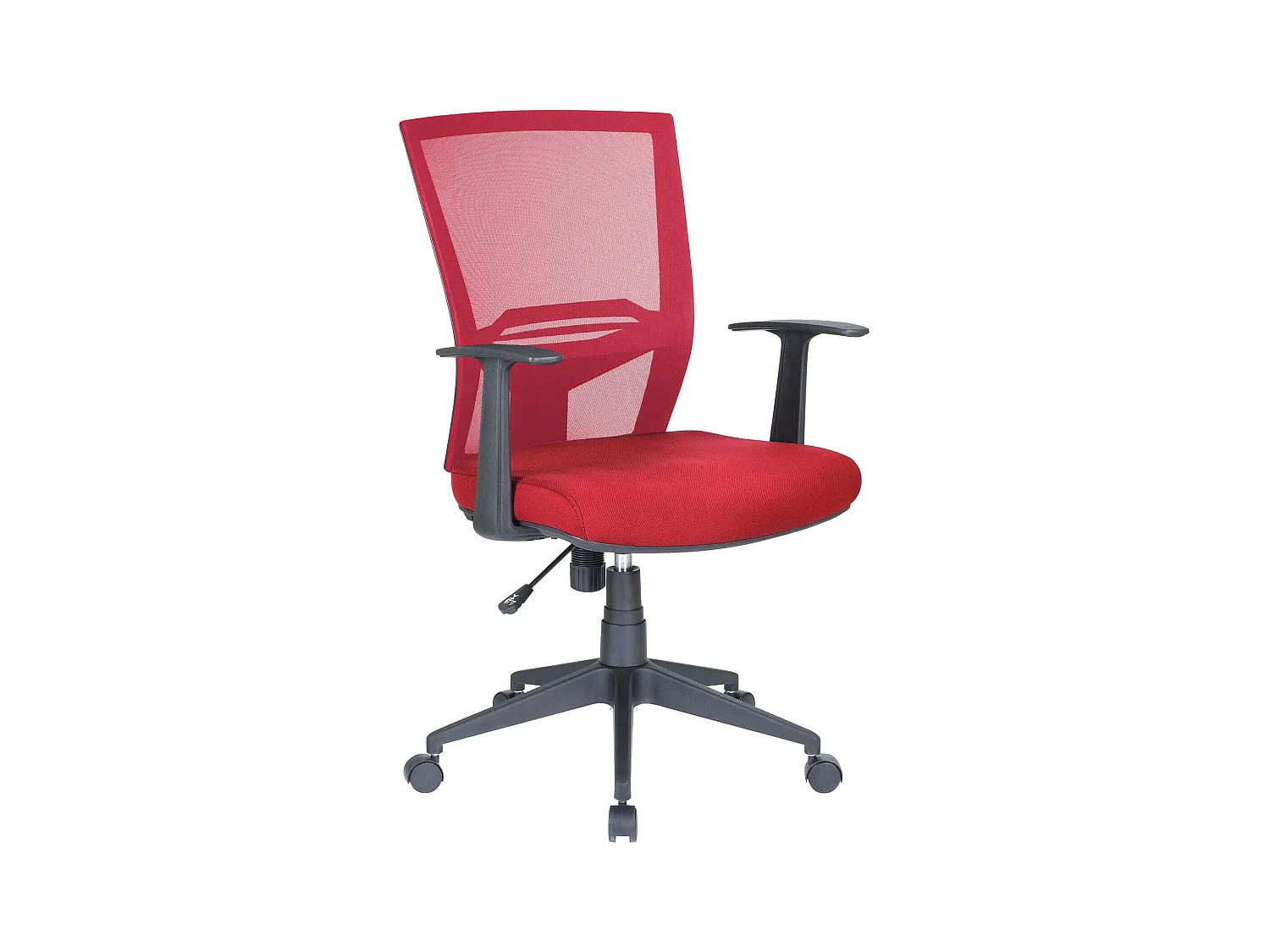 Cadeira de escritório Dlom, Poltrona executiva em malha com braços, Assento de escritório ergonômico, 59x64h96/106 cm, Vermelho