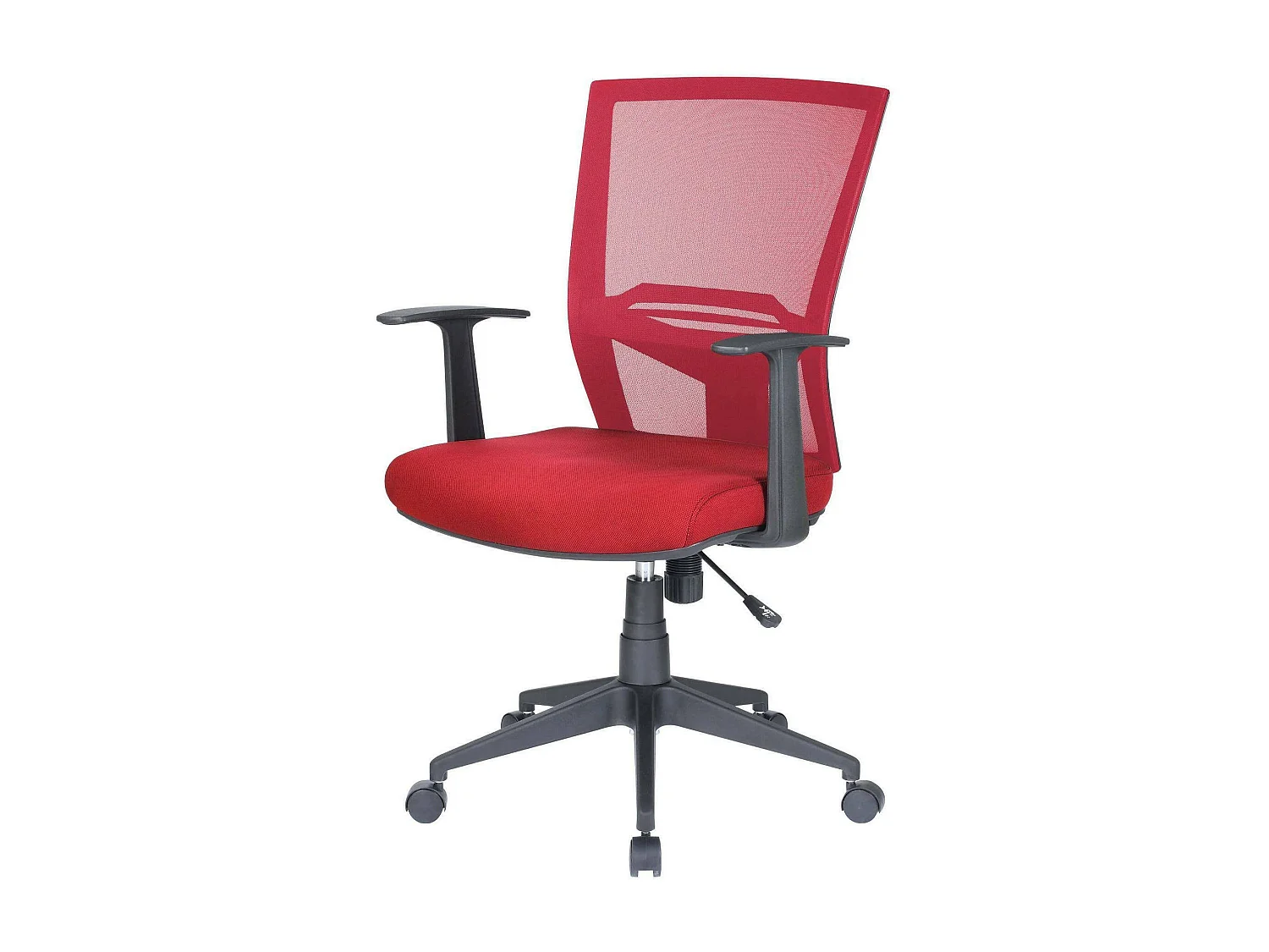 Chaise de bureau Dlom, Chaise de direction en maille avec accoudoirs, Siège de bureau ergonomique, 59x64h96/106 cm, Rouge