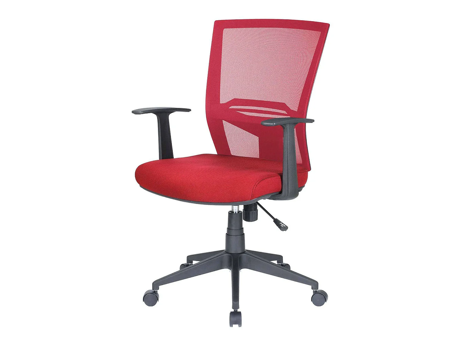 Bürostuhl Dlom, Mesh Chefsessel mit Armlehnen, Ergonomischer Bürositz, 59x64h96/106 cm, Rot