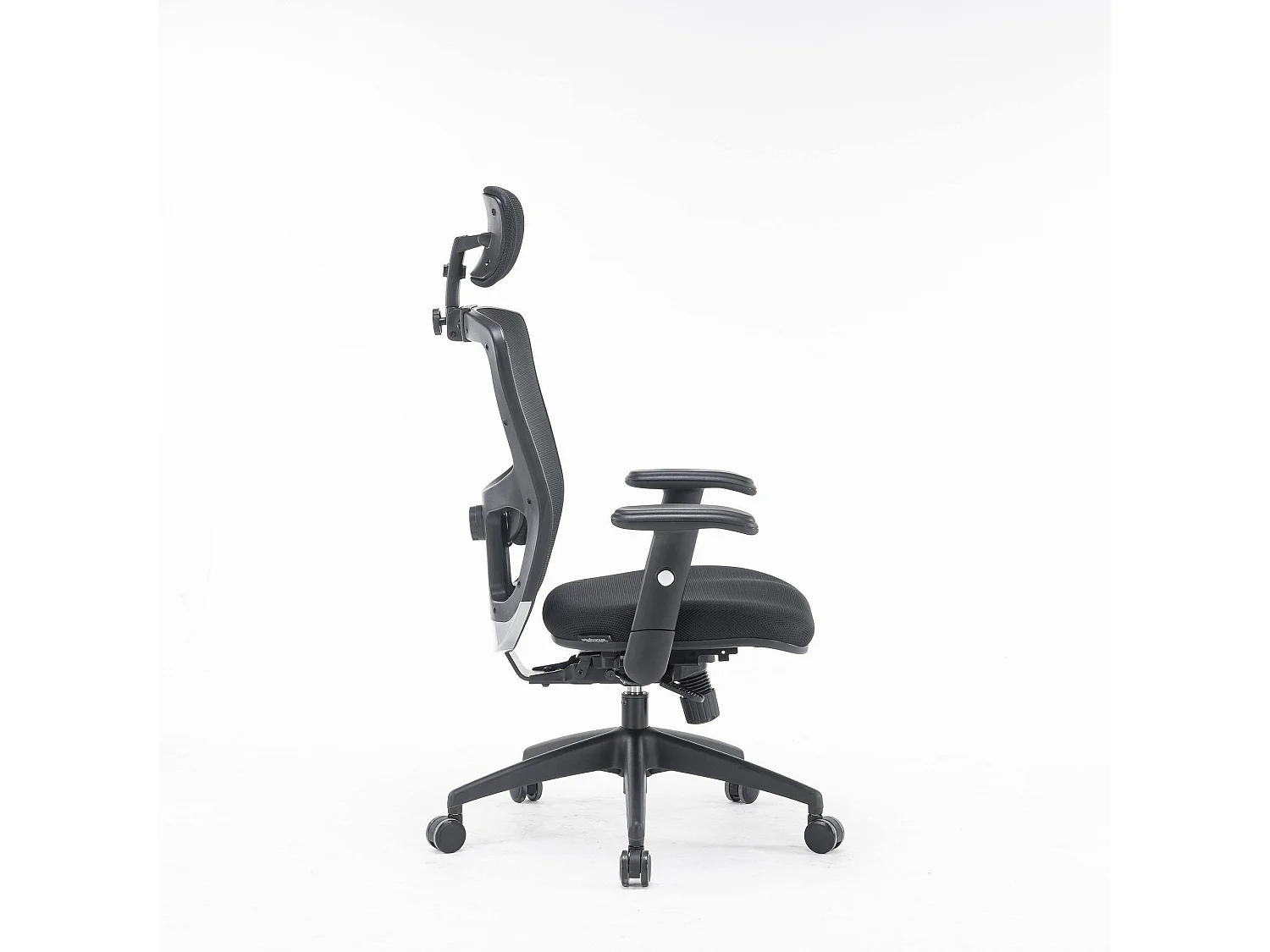 Chaise de bureau Dhenr, Chaise de direction en maille avec accoudoirs, Siège de bureau ergonomique, 68x66h120/130 cm, Noir