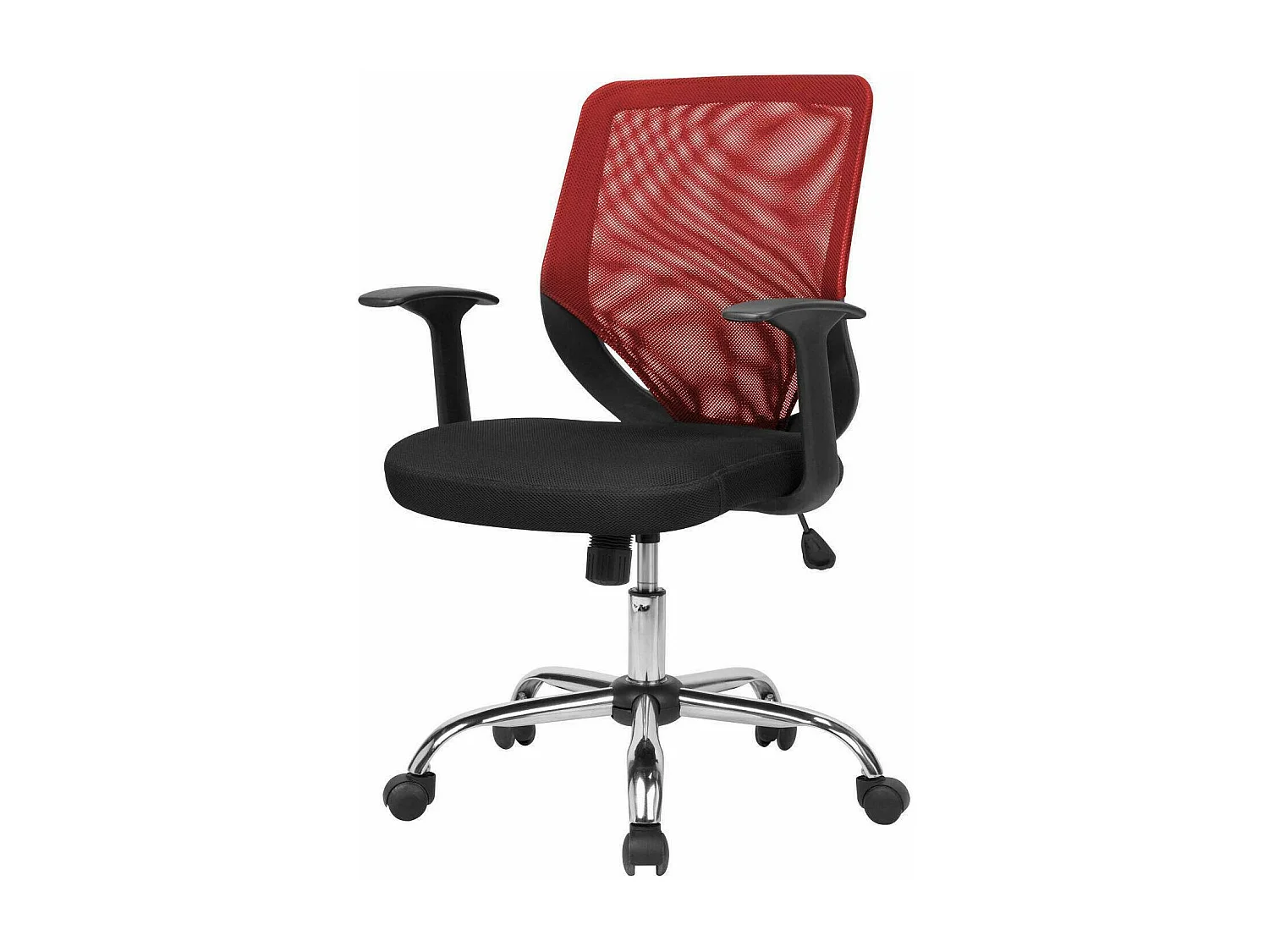 Bürostuhl Daaro, Mesh Chefsessel mit Armlehnen, Ergonomischer Bürositz, 60x54h90/98 cm, Schwarz und Rot