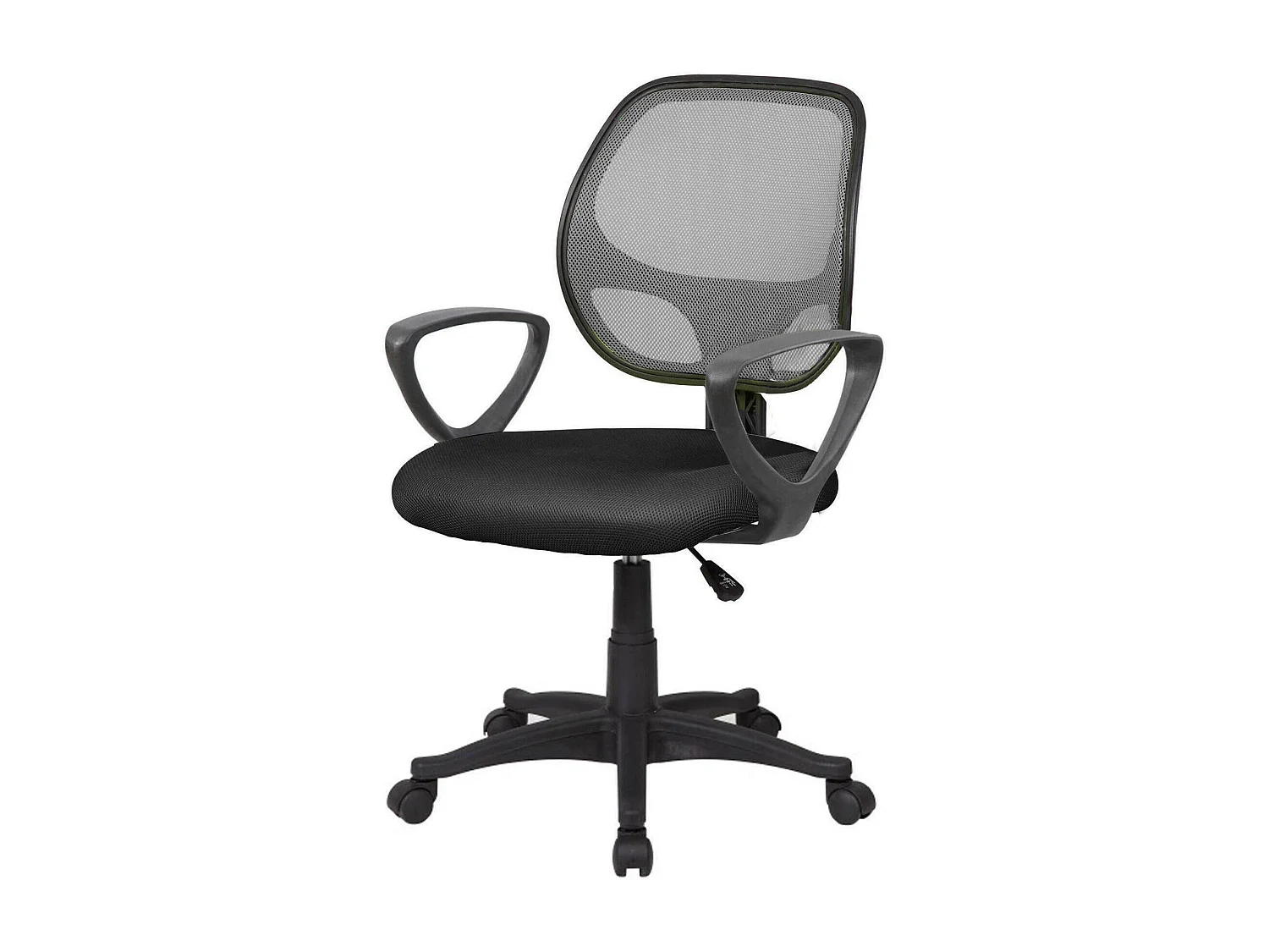 Chaise de bureau Ddjidj, Chaise de travail en maille avec accoudoirs, Siège de bureau ergonomique, 56x57h88/100 cm, Noir et Gris