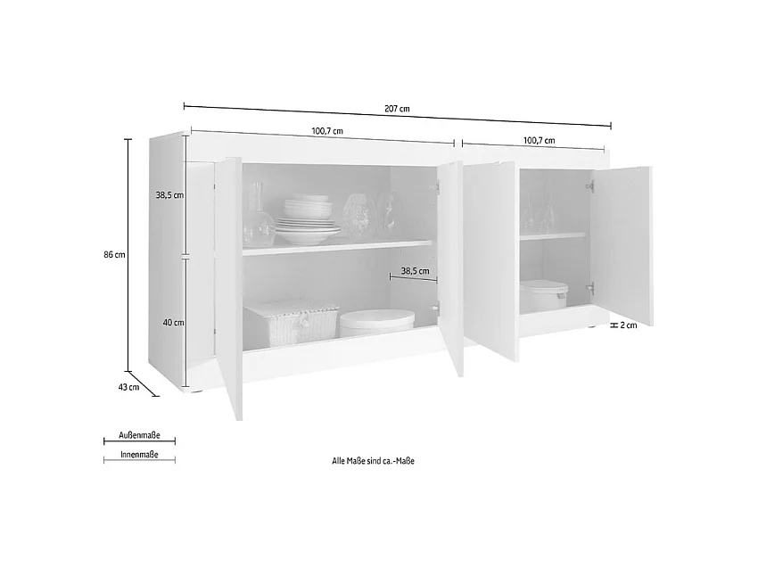 Buffet 4 deuren Initial - L207 cm