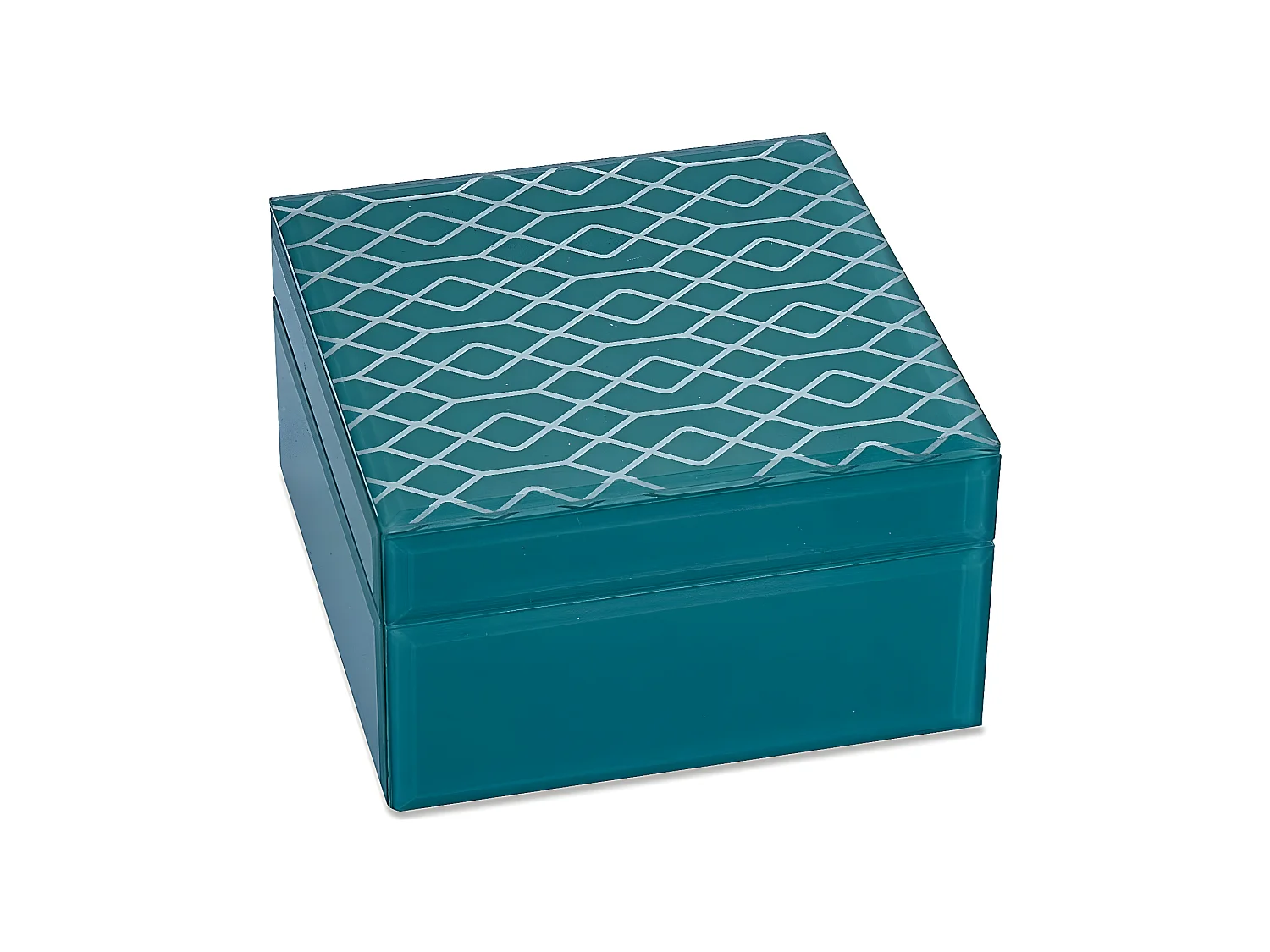 Caja 15cm decoracion rombos plateado azul dalmacia
