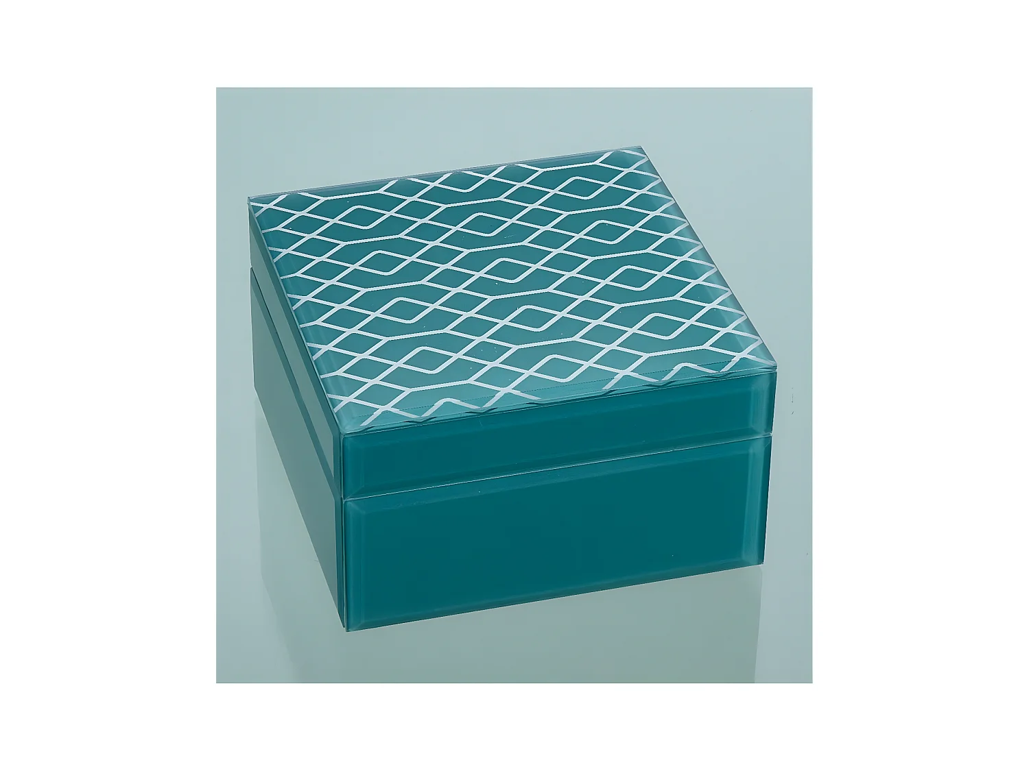 Caja 15cm decoracion rombos plateado azul dalmacia