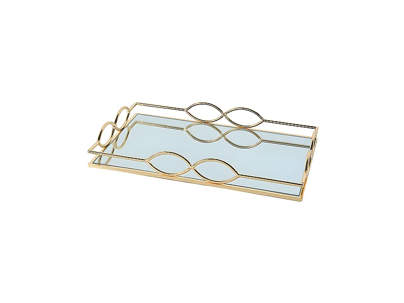 Bandeja 45cm  metal lateral ovalos dorado space