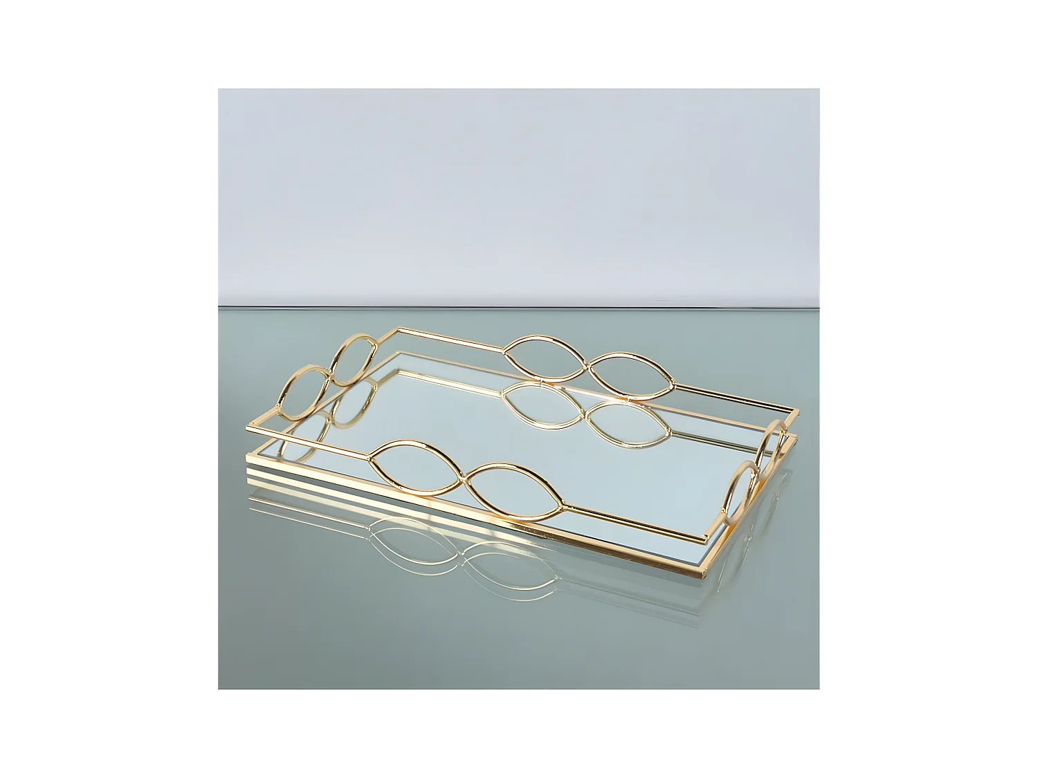 Bandeja 45cm  metal lateral ovalos dorado space