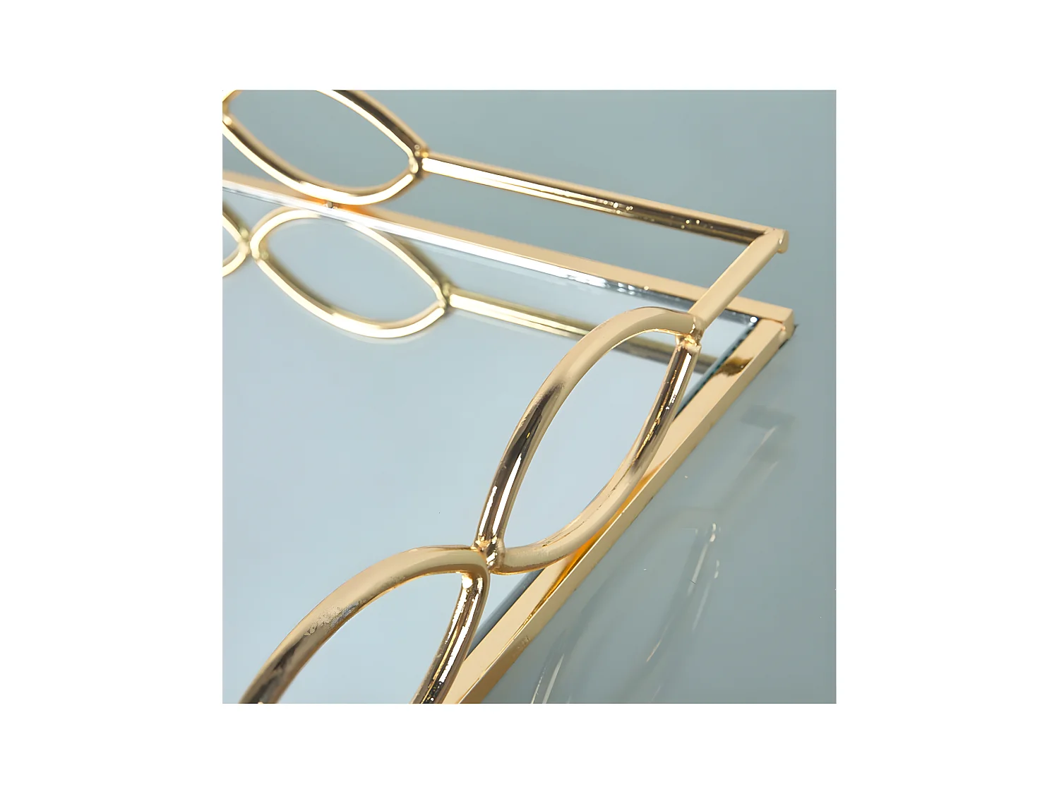 Bandeja 45cm  metal lateral ovalos dorado space