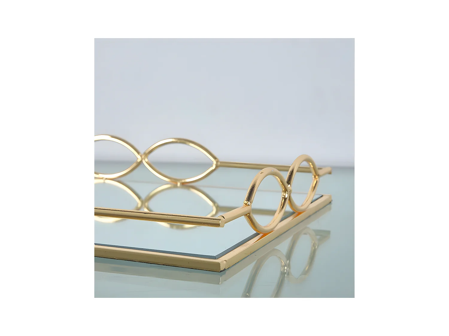 Bandeja 45cm  metal lateral ovalos dorado space