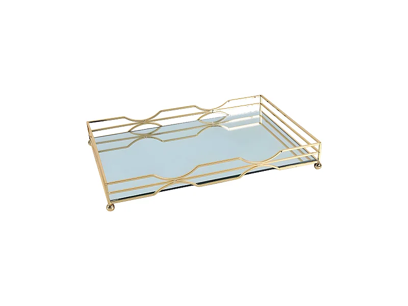 Bandeja 45cm dorada lineas rectas metal sideral