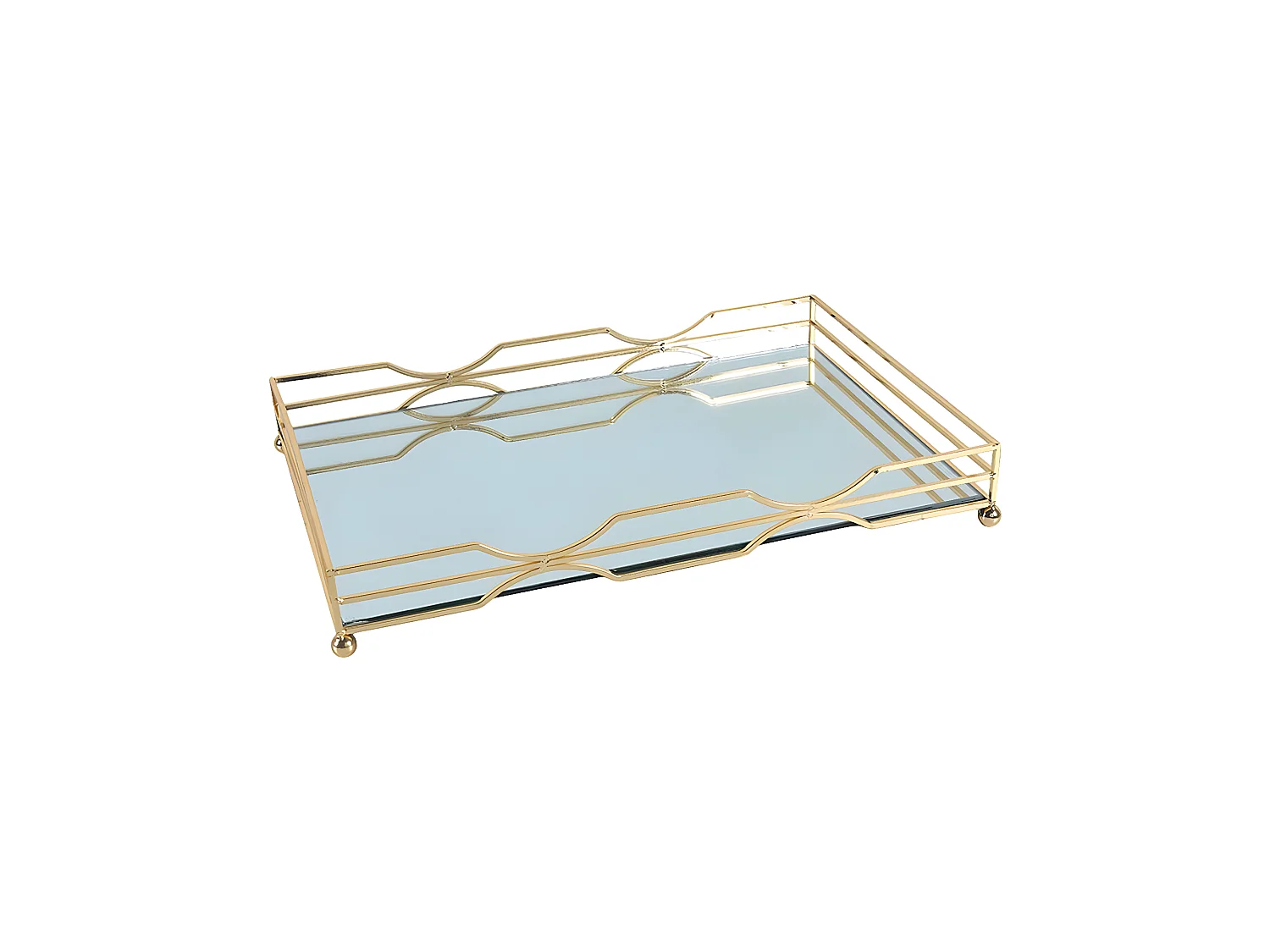 Bandeja 45cm dorada lineas rectas metal sideral