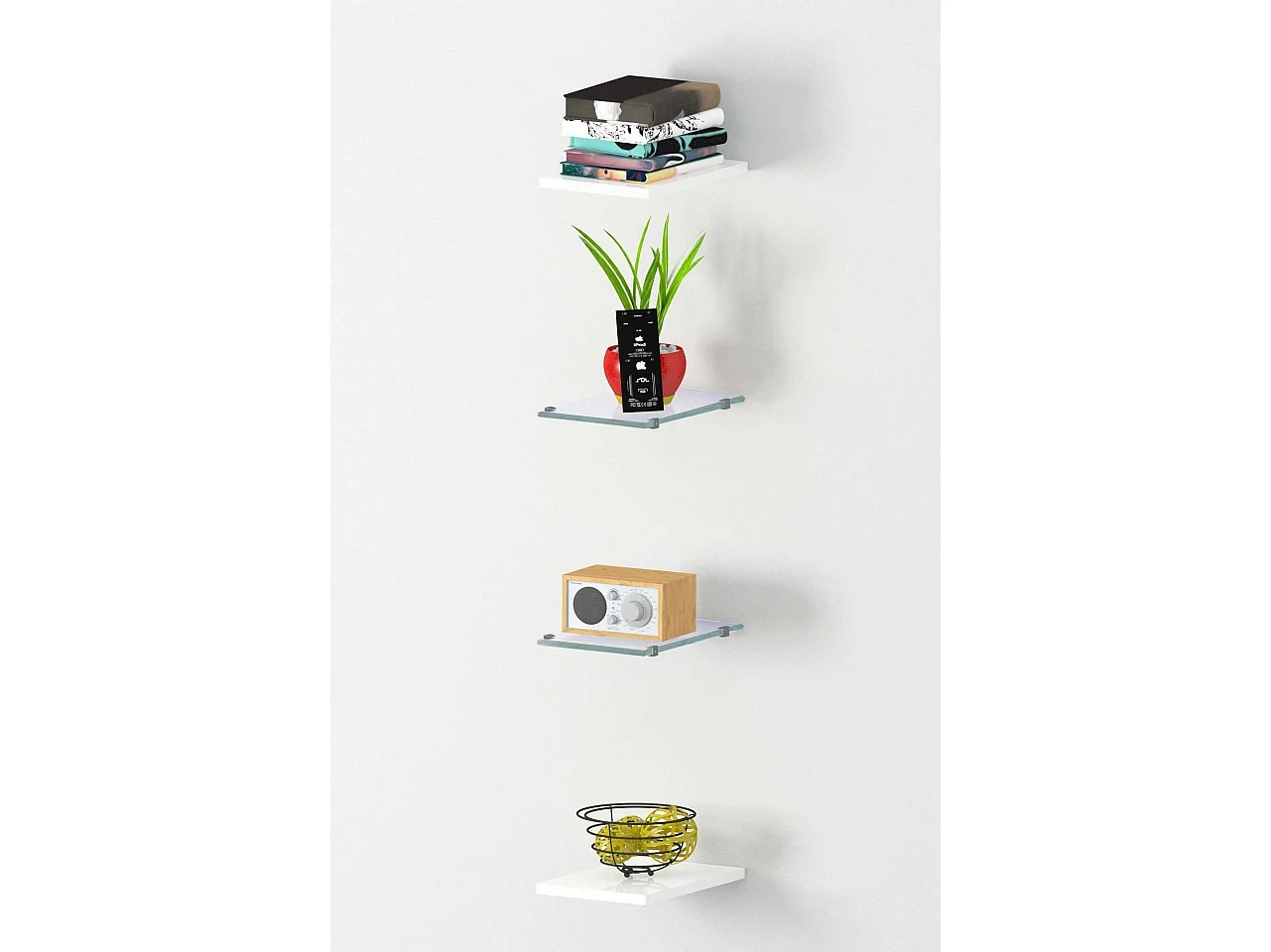 Etagère Dcocett, Etagères ouvertes, 100% Made in Italy, 20x27h2 cm, Blanc brillant