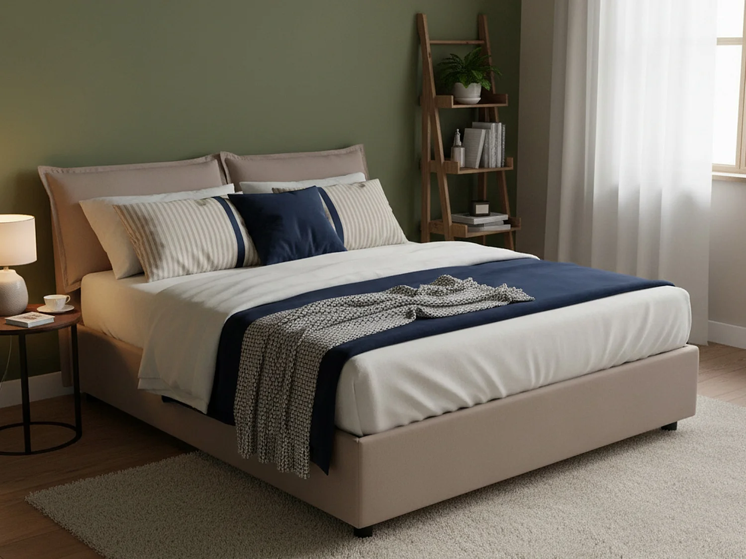 Lit double Dmarin, Lit coffre avec revêtement en tissu, 100% Made in Italy, Ouverture frontale, avec matelas 160x200 cm inclus, Taupe