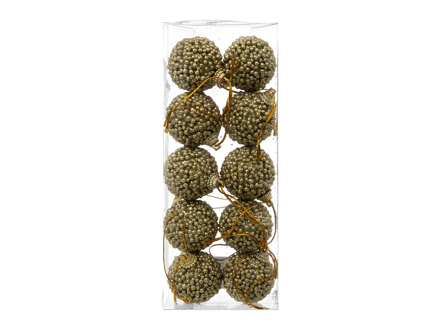 Déco de Sapin Kit 10 Boules de Noël  D 4 cm Bille Doré pailleté