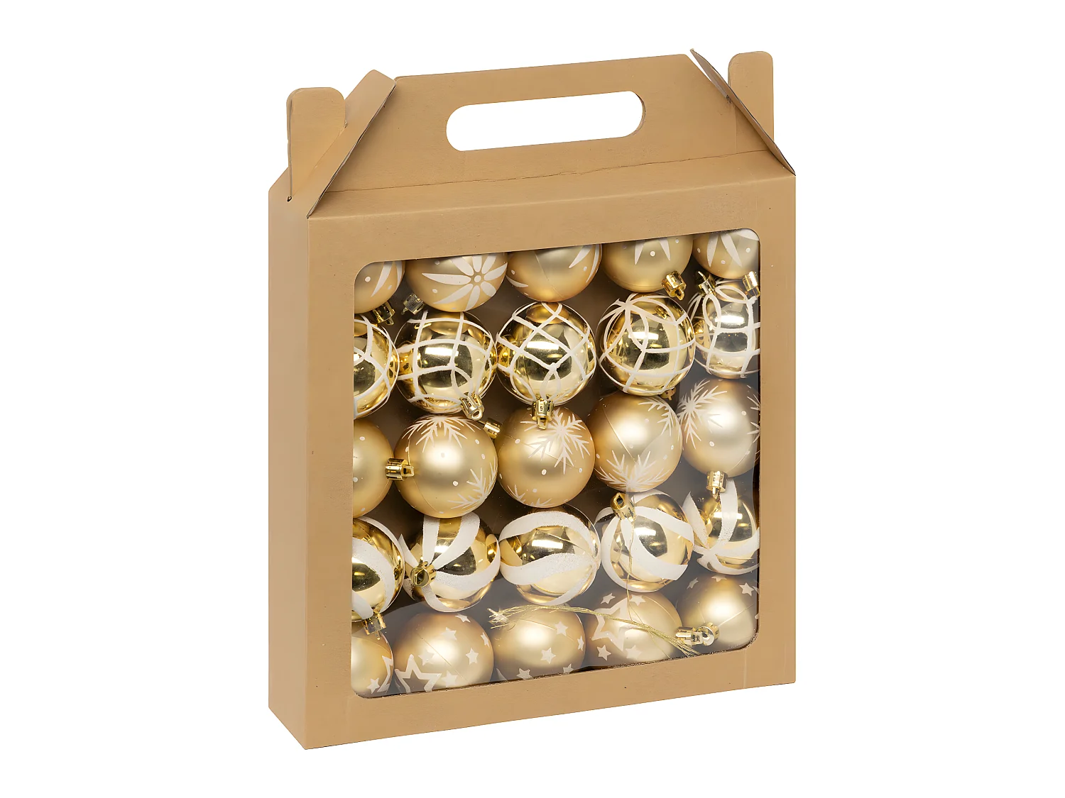 Déco de sapin Lot de 25 Boules de Noël D 6 cm - Doré et Blanc