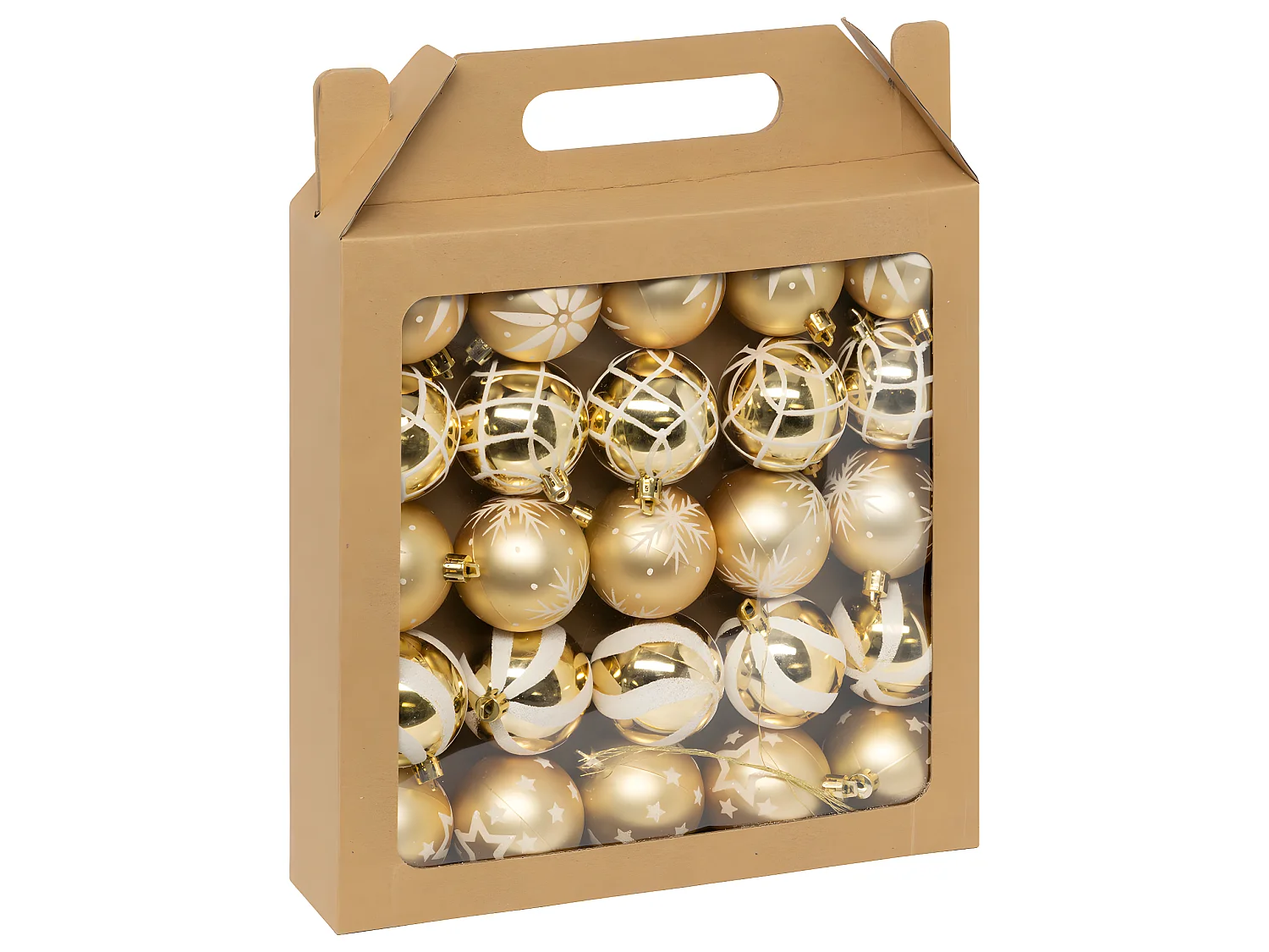 Déco de sapin Lot de 25 Boules de Noël D 6 cm - Doré et Blanc