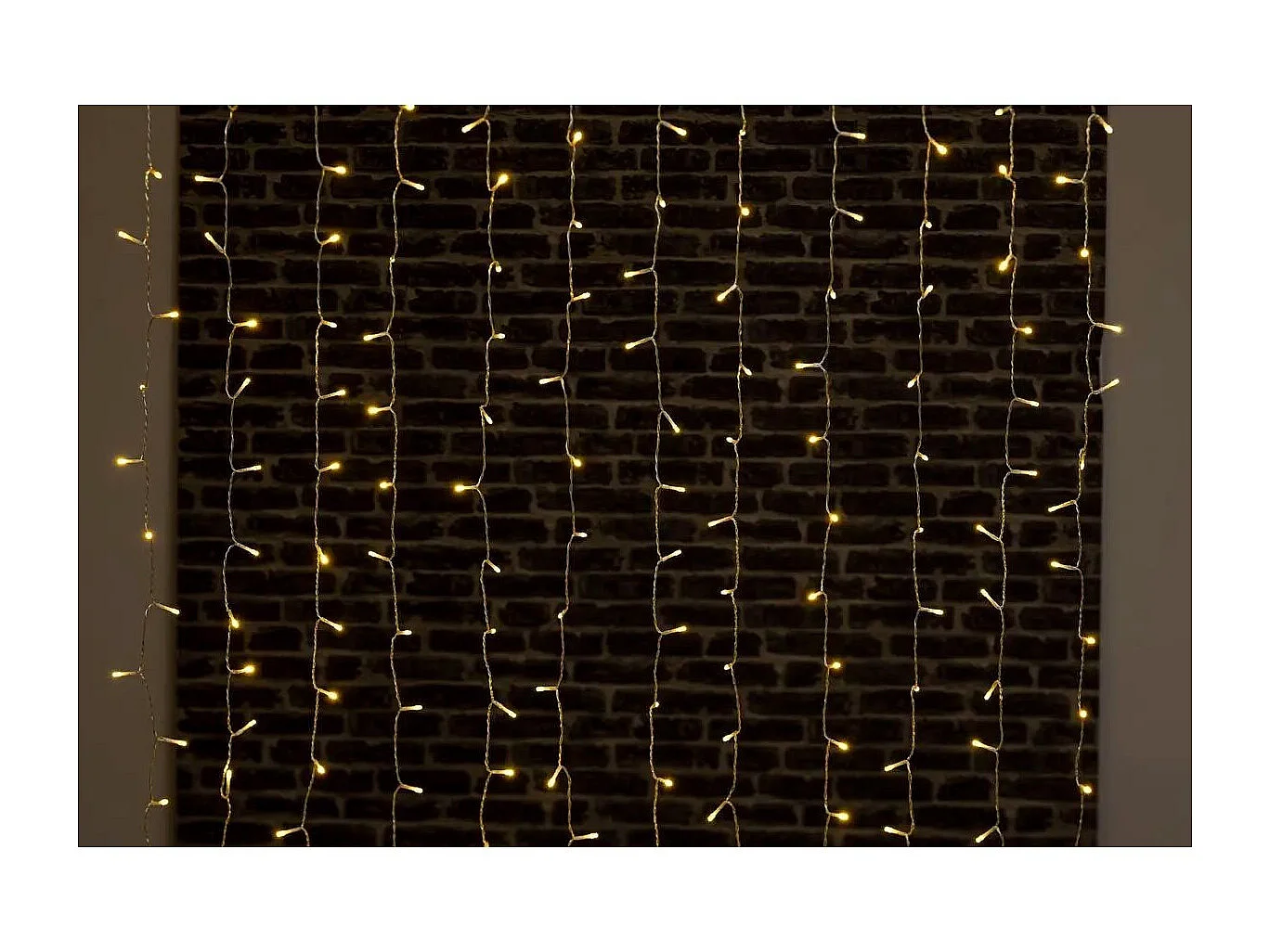 Rideau lumineux L 3 m  600 LED Blanc chaud 30 Tombées 8 jeux de lumière