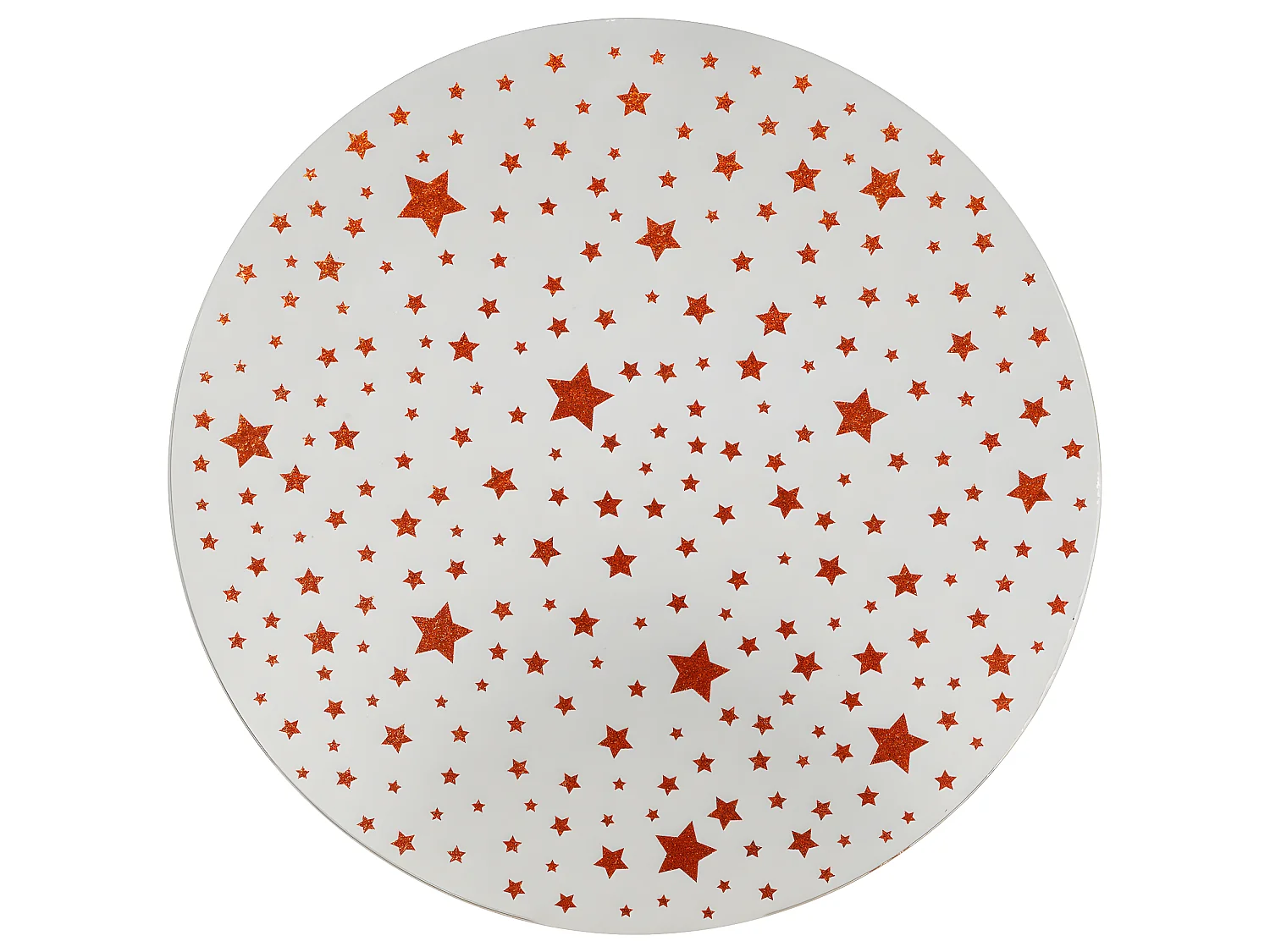 Photophore Support à bougie Plaque en verre effet miroir Étoilé Rouge D 30 cm