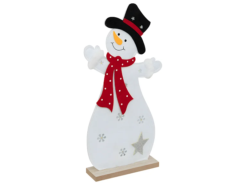 Déco lumineuse Bonhomme de Neige en feutrine 9 LED H 37 cm